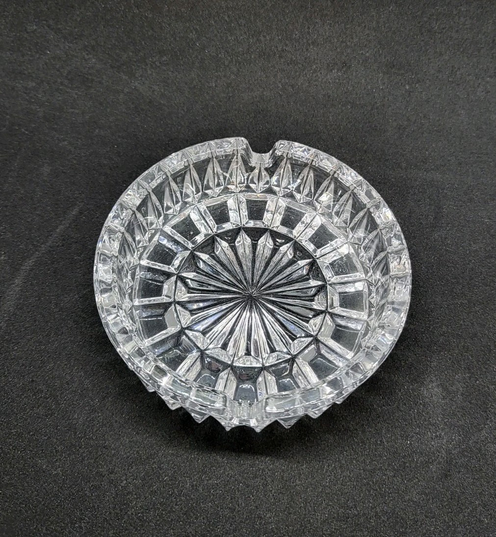 Vintage Round European Hand Cut Lead Crystal Ashtray West Germany-Excellent!