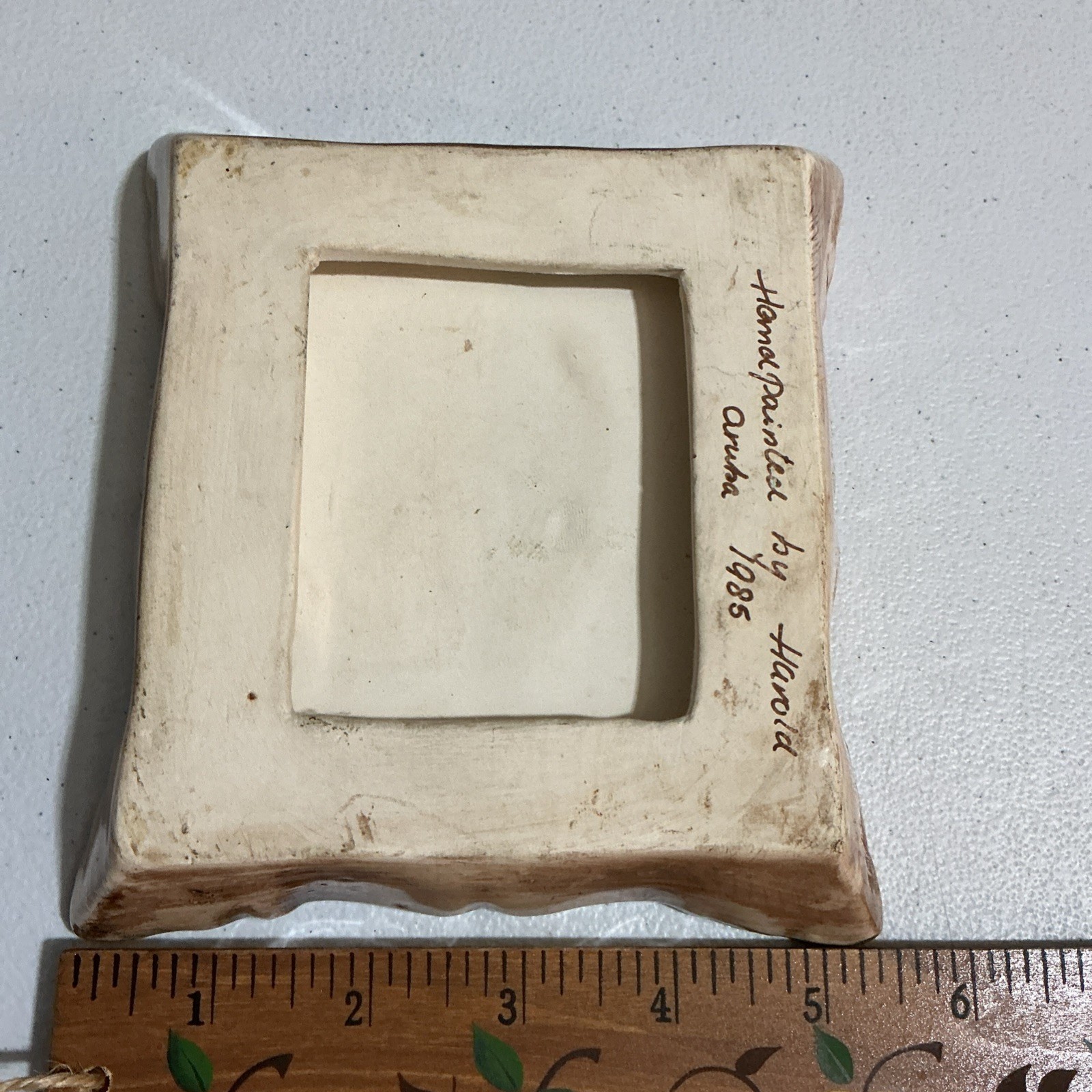 Aruba 1985 Divi-Divi Tree Hand Painted Ceramic By Harold Framed Tile One Piece