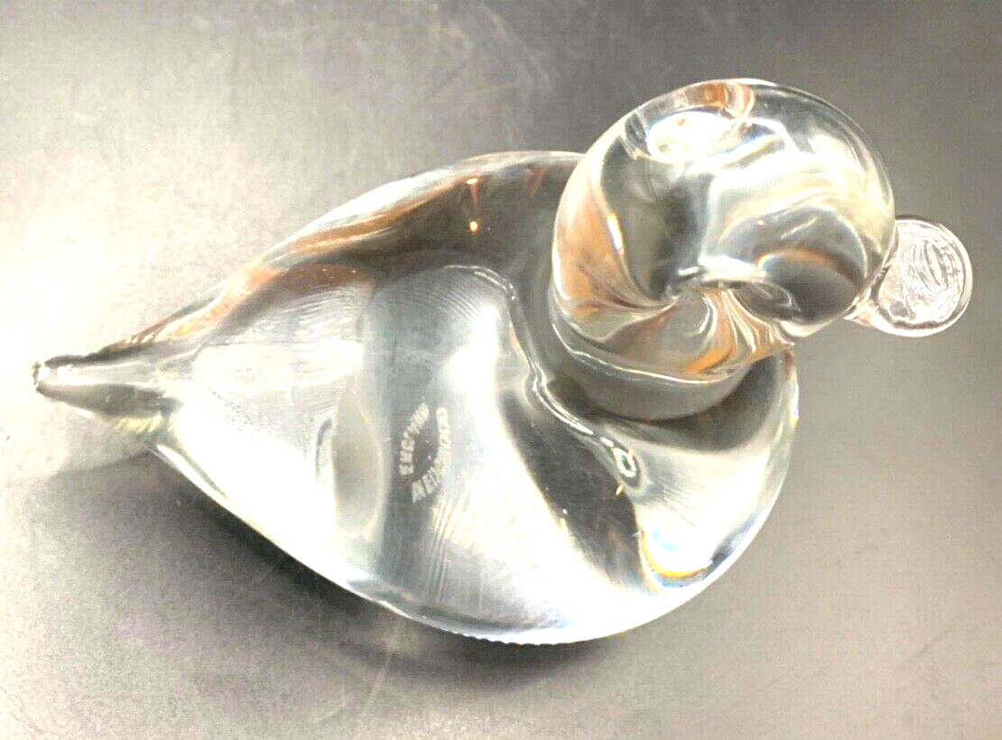 Wedgwood glass paperweight lilliput duck clear approx 4×4 in
