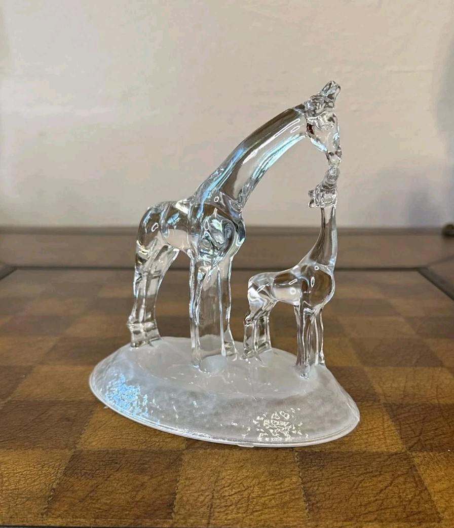 Vintage “GIRAFFE MOM & BABY” Cristal d’Arques Figurine, 24% Lead Crystal, France