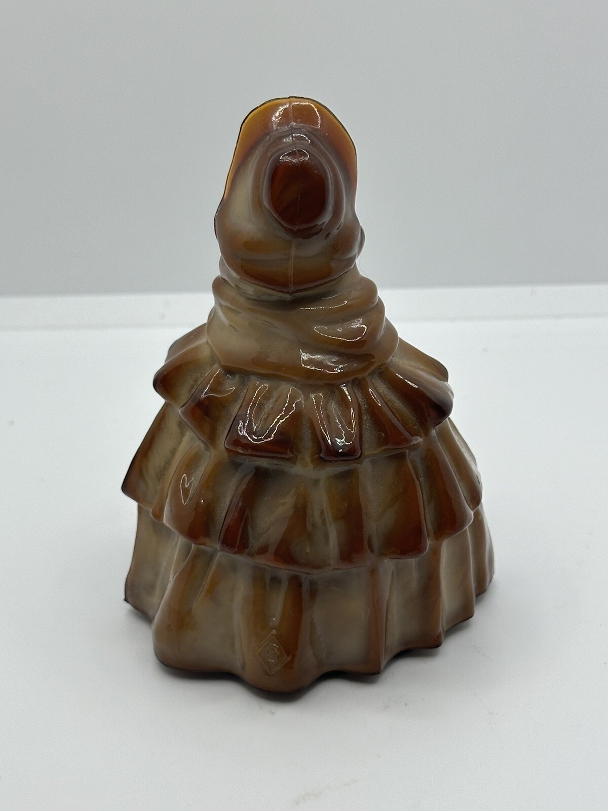Boyd Caramel Brown Slag Glass “Louise” Colonial Lady Figurine 4.5”