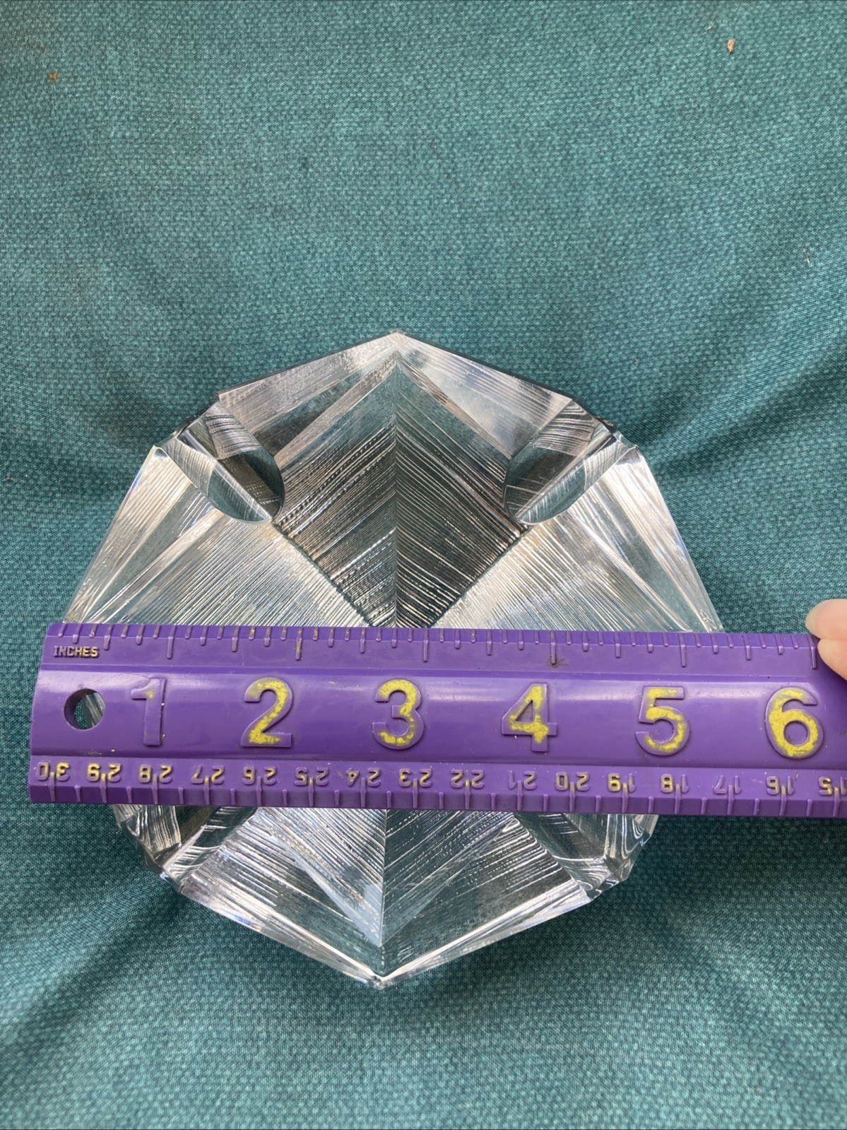 MCM Vintage Eva Englund Sweden Art Glass Geometric 5 1/4″ Ashtray * XLNT!