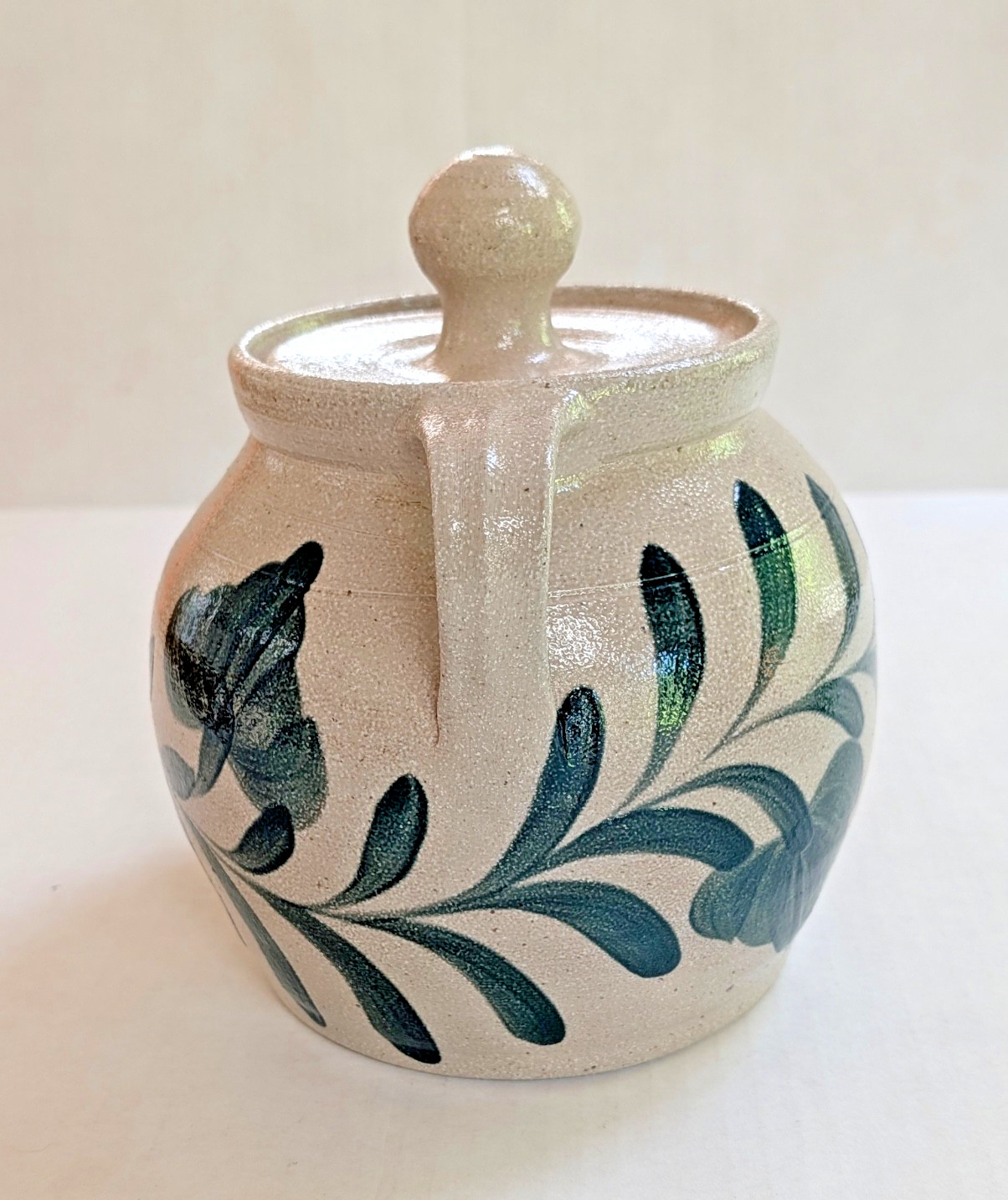 Vintage 1997 Salmon Falls Stoneware Lidded Bean Pot 2 Qt Pennsylvania Green