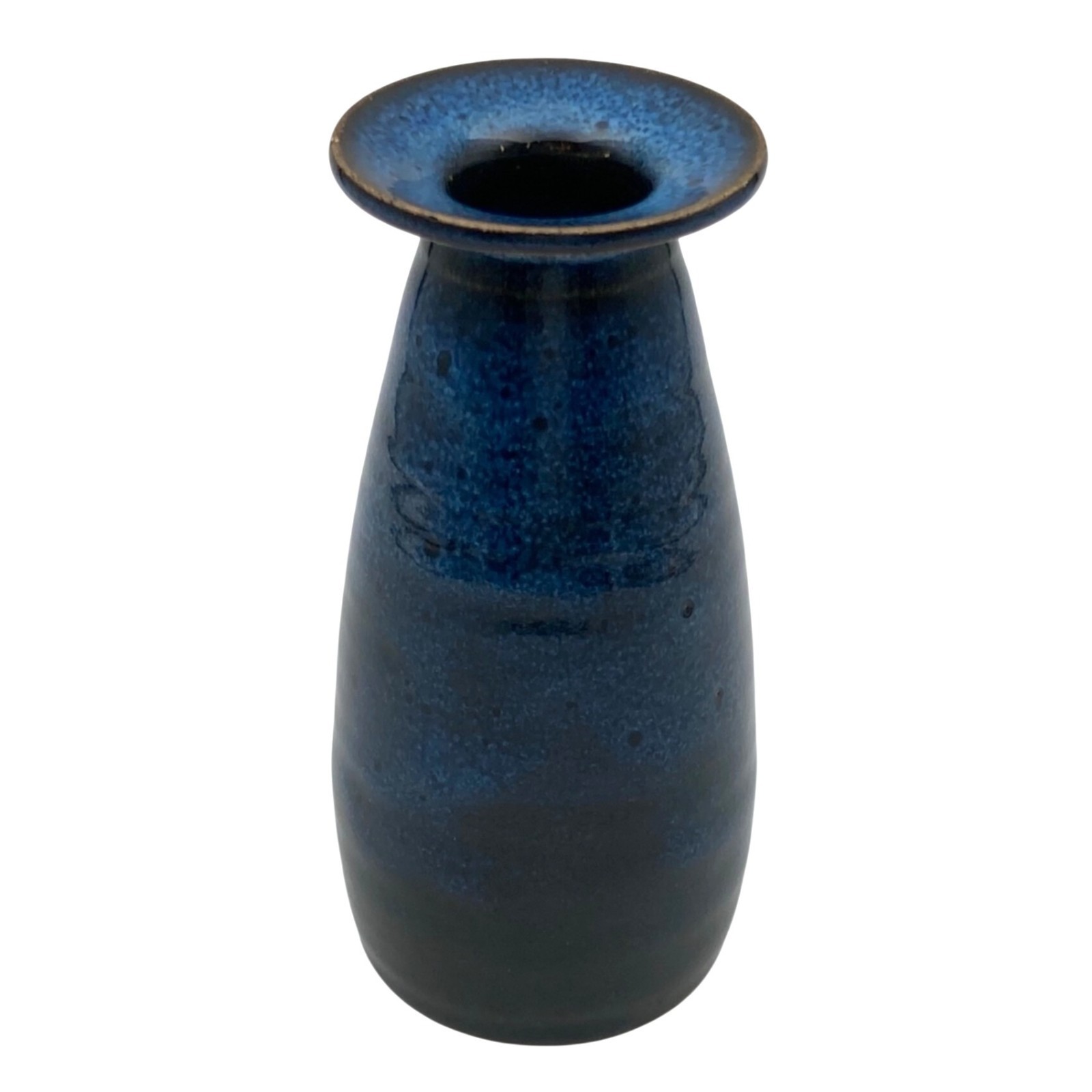 Studio Art Pottery 5″ Bud Vase Cobalt Blue Glaze Hand Thrown Artist Signed