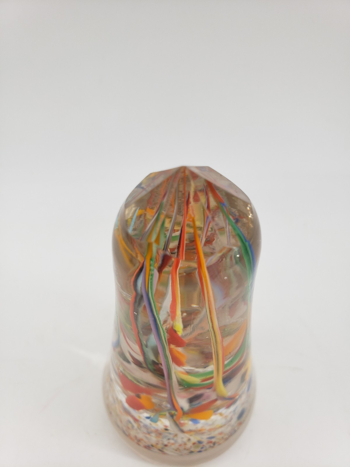 Art Glass Golden Crown Obelisk Busy Color Swirled Paperweight 4.75in tall