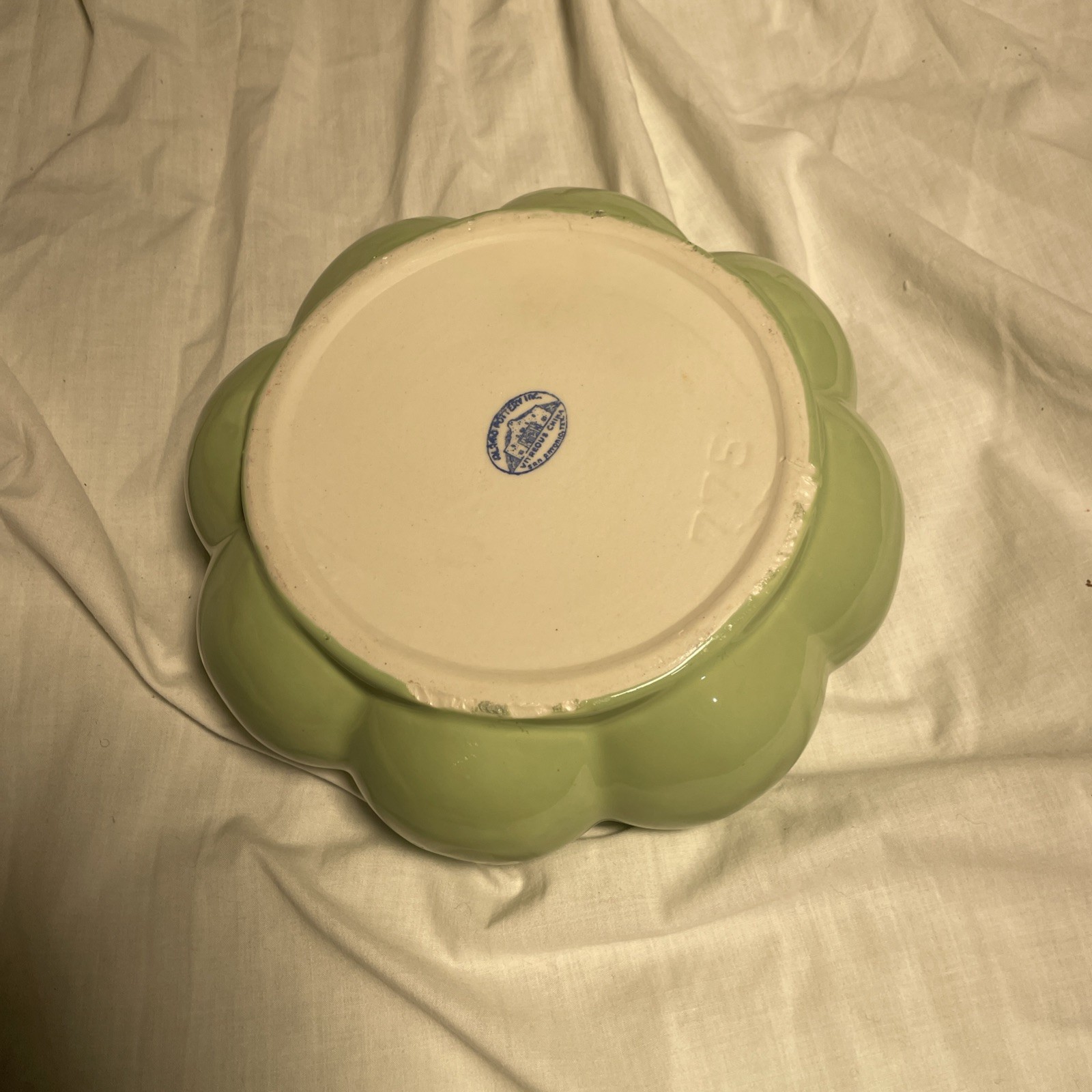 Mint Green Lotus Planter Vitreous China By Alamo Pottery Art Deco Scalloped VTG
