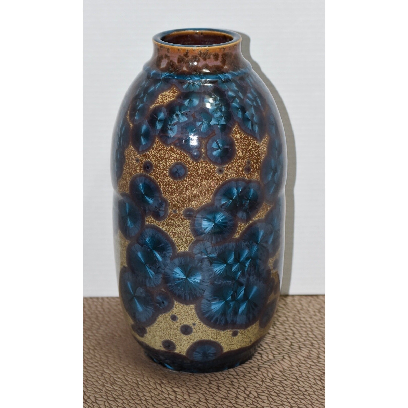 Signed Arts & Crafts Revival Crystalline Glaze Studio Pottery / Porcelain Vase