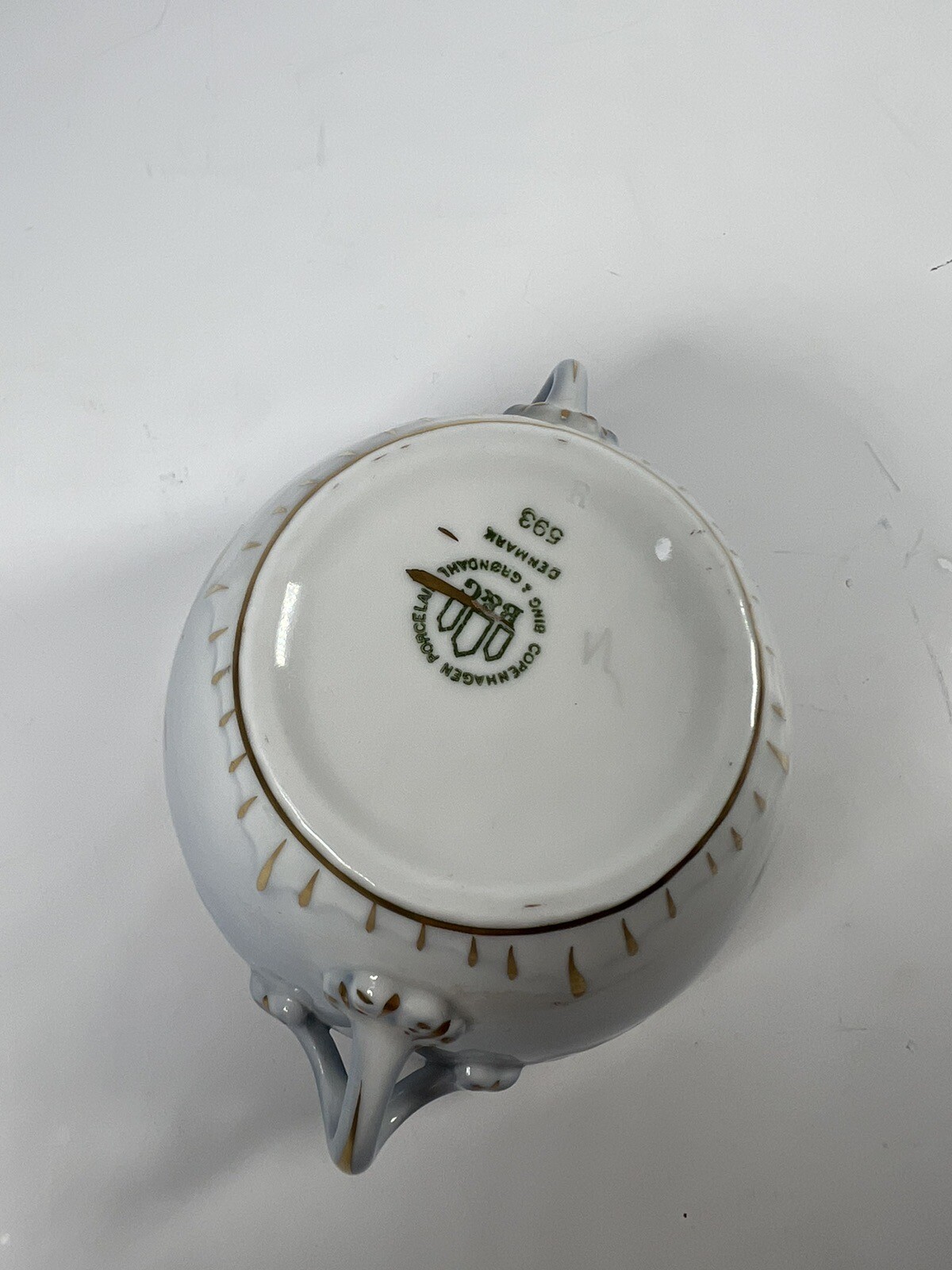 Sugar Bowl Porcelain & Gold Cert Seagulls Royal Copenhage MISSING COVER