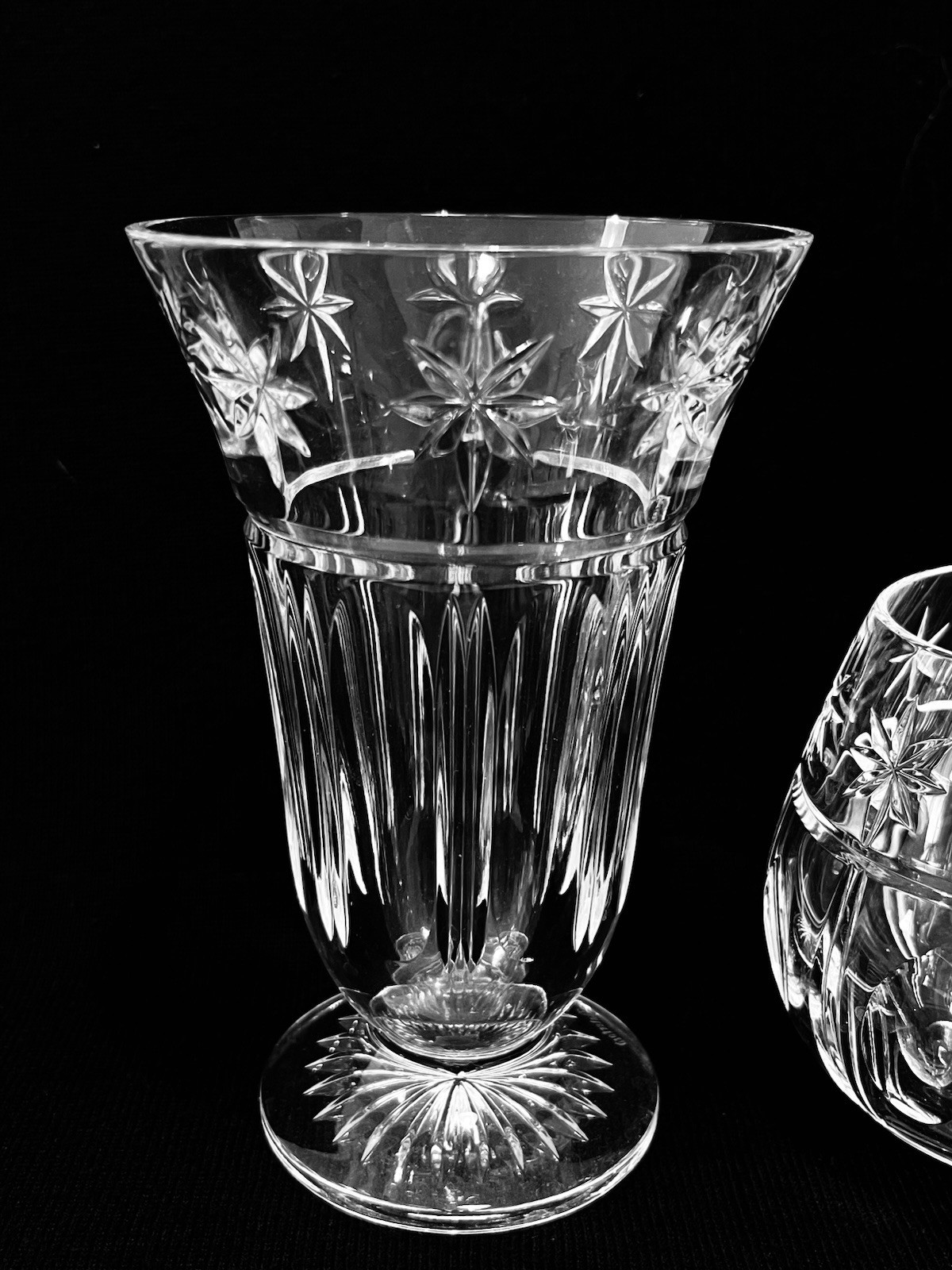 Waterford Starburst Crystal Set : Small Vase & Candle Holder Stamped.
