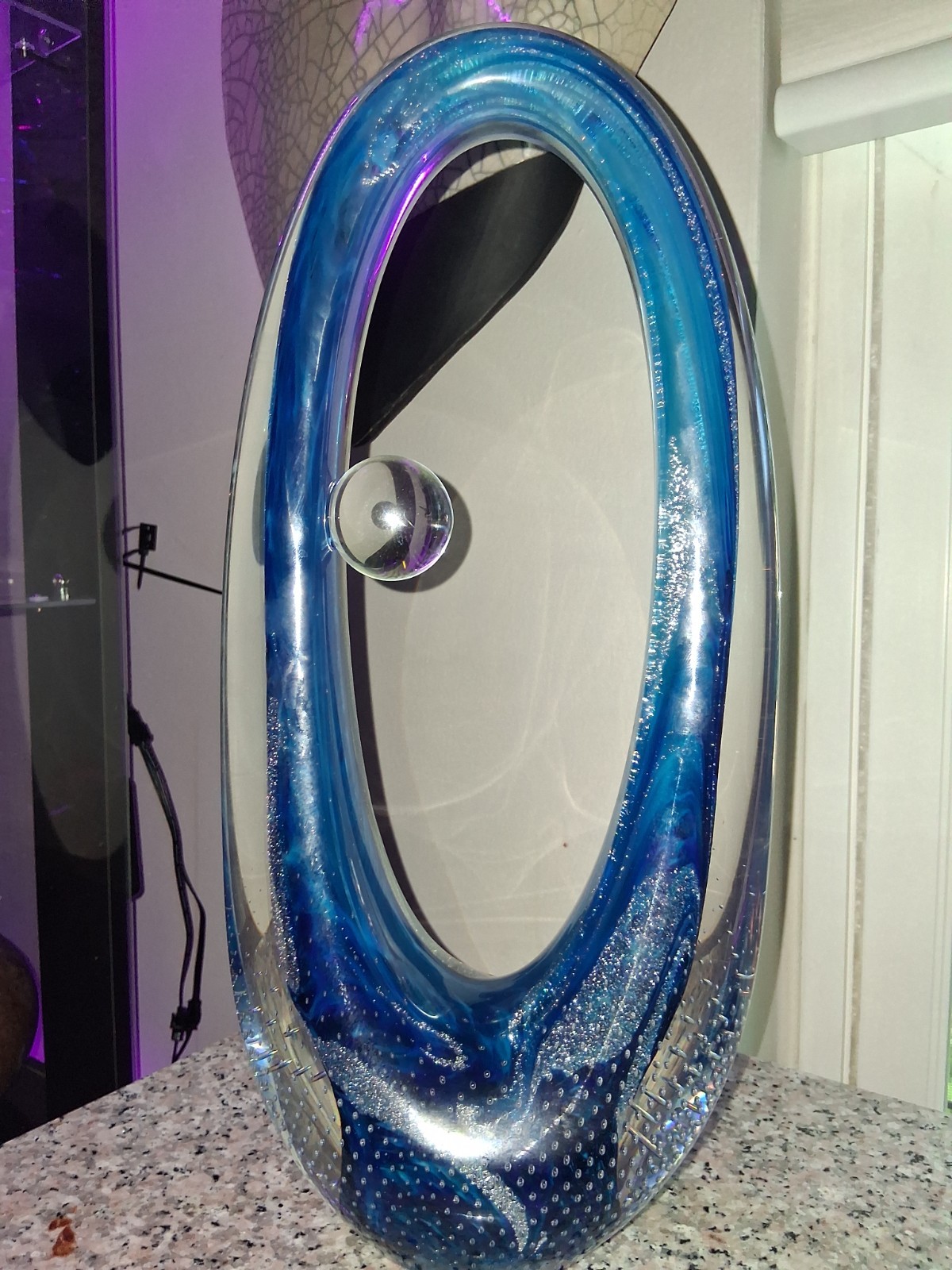 Scott Garrelts Art Glass Ocean Water design Infinity Sculpture Huge 15″H