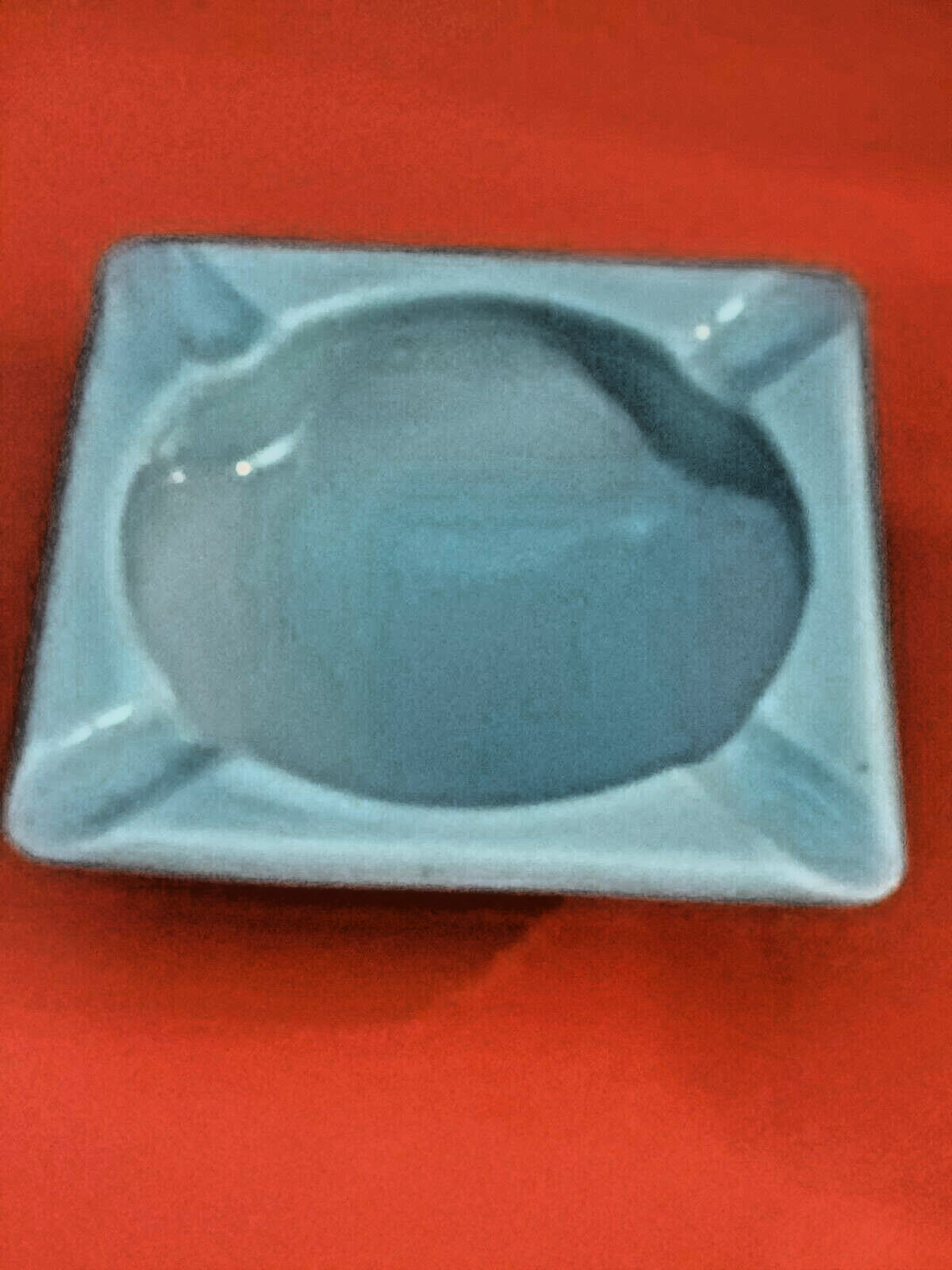 MCM Fire King Ashtray Robins Egg Blue Delphite Milk Glass 5 7/8″ Square, MINT