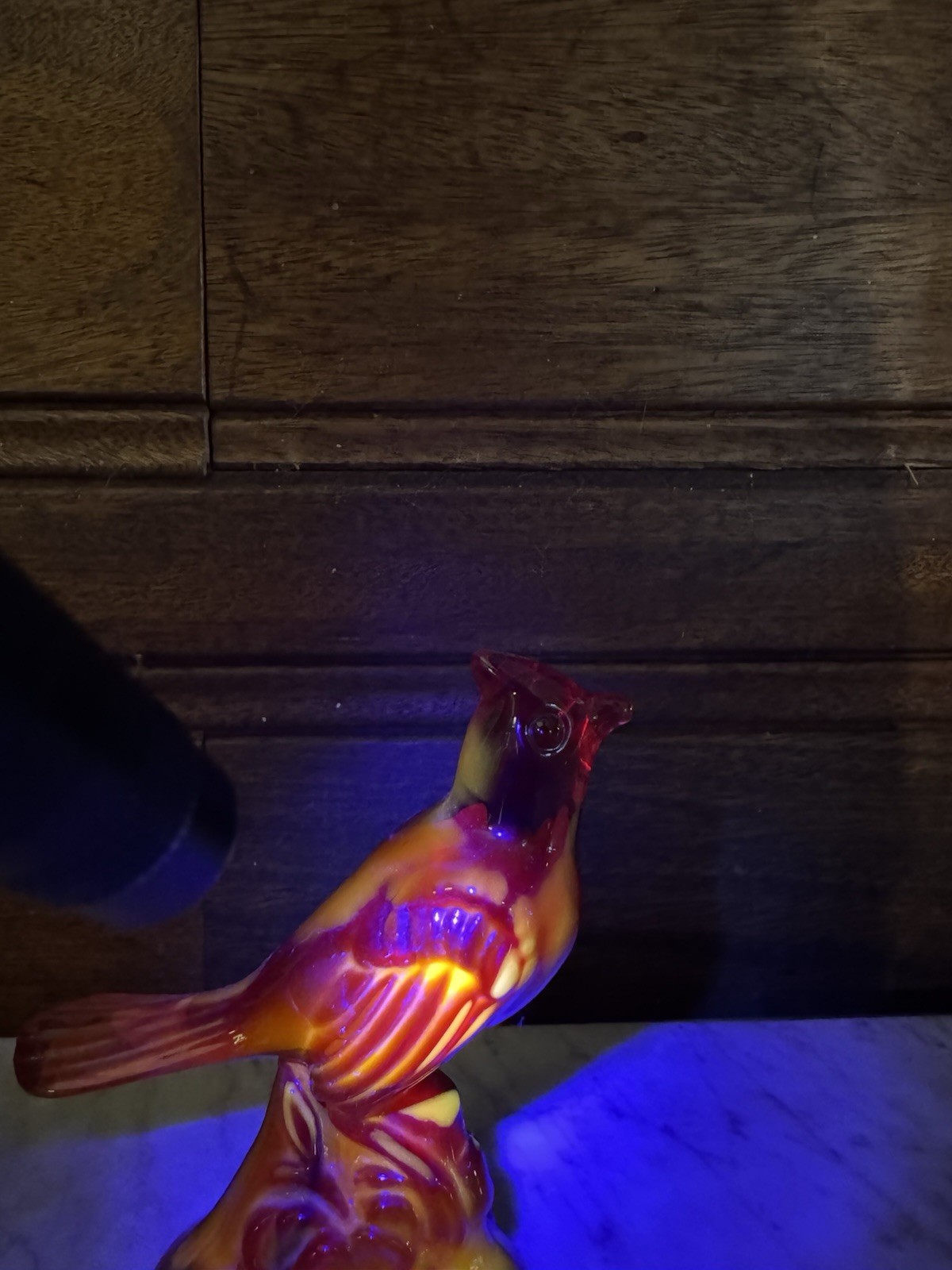 Vintage Mosser Glass Red Cardinal Figure Paperweight 5.5” x 5.5” x 2”