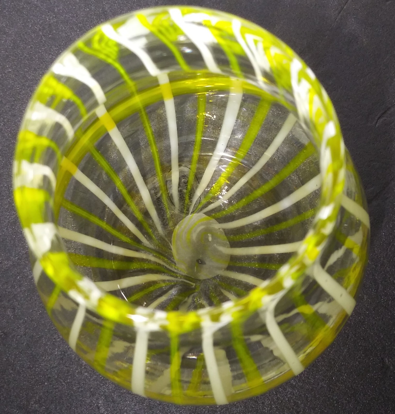 Anthropologie Yellow Stripes 6.5” Tall Blown Glass Vase Art Glass