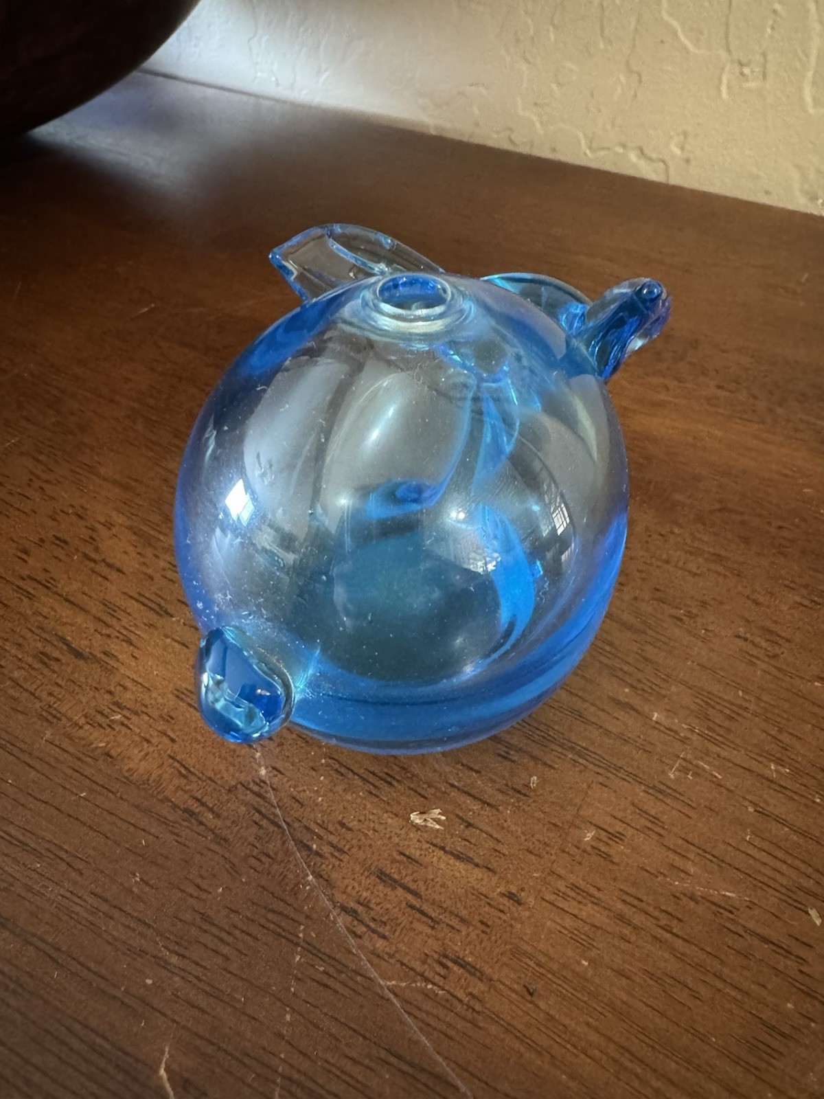 Vintage Blue Art Glass Rabbit Figurine Paperweight Collectible Animal Decor