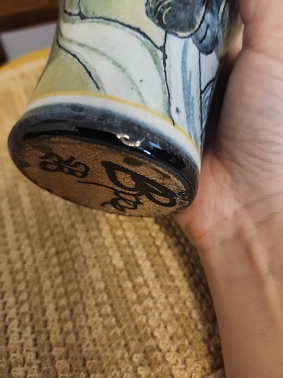 Vintage Santa Barbara Ceramic Design SBCD Vase Iris Floral Signed B Rose 7” Rare