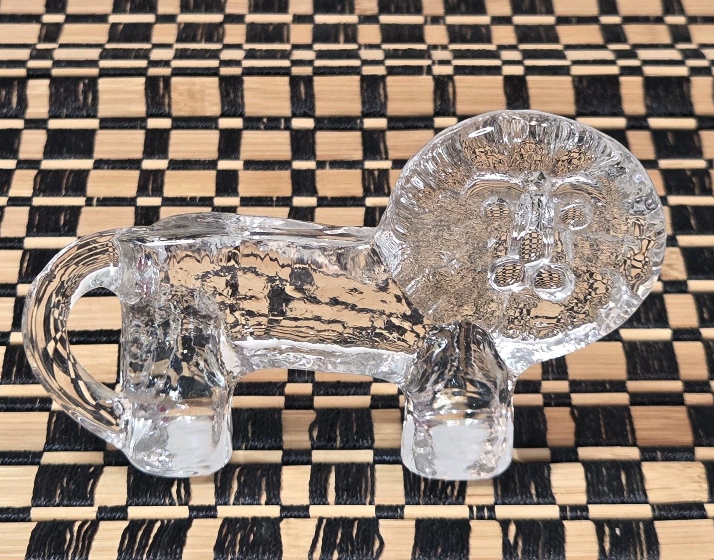 Kosta Boda Scandinavian Modern Art Glass Lion Figurine Paperweight Nordic 3×4″