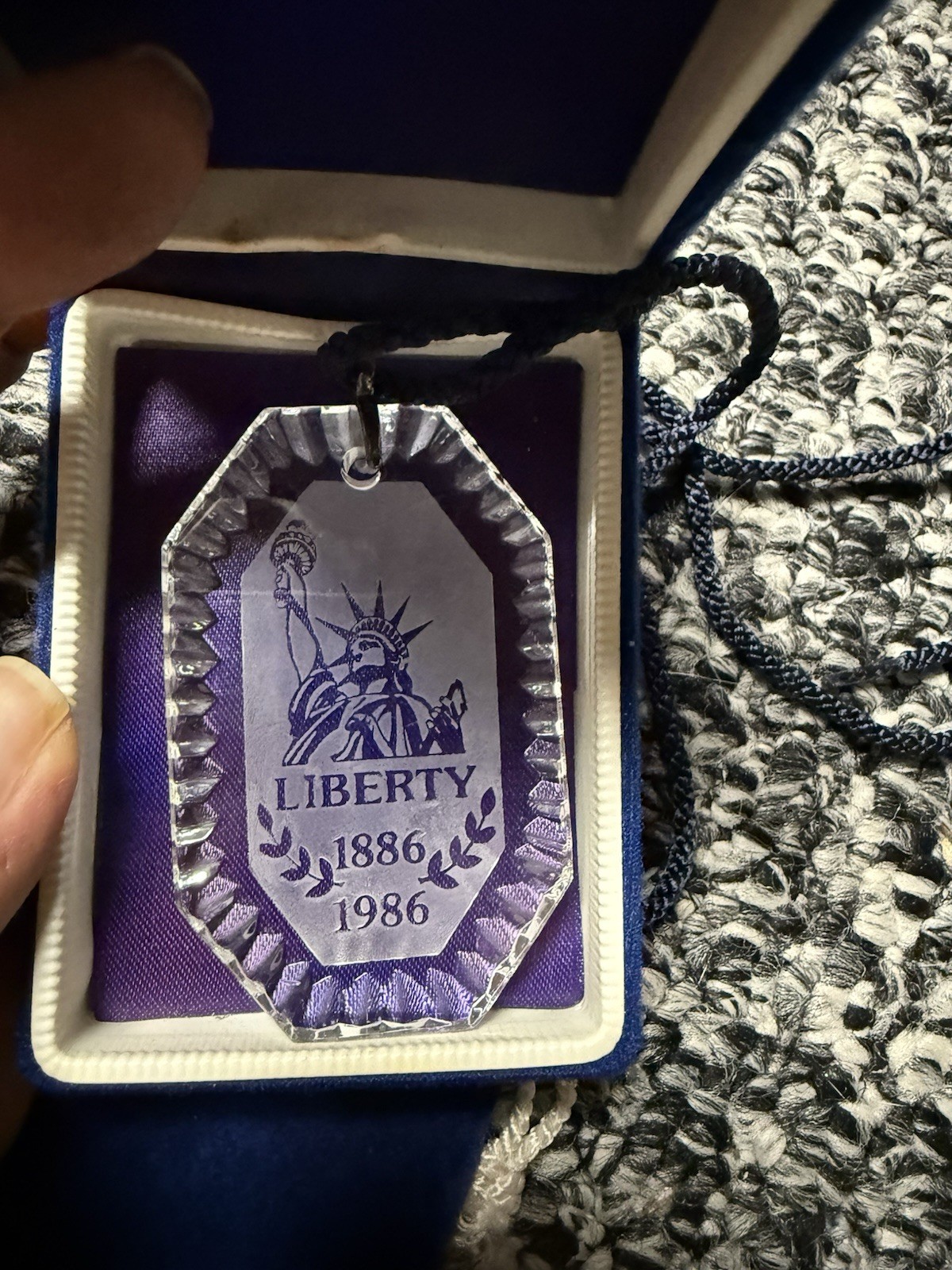 RARE Waterford Crystal 1986 Statue of Liberty Pendant Bicentennial Necklace 1886