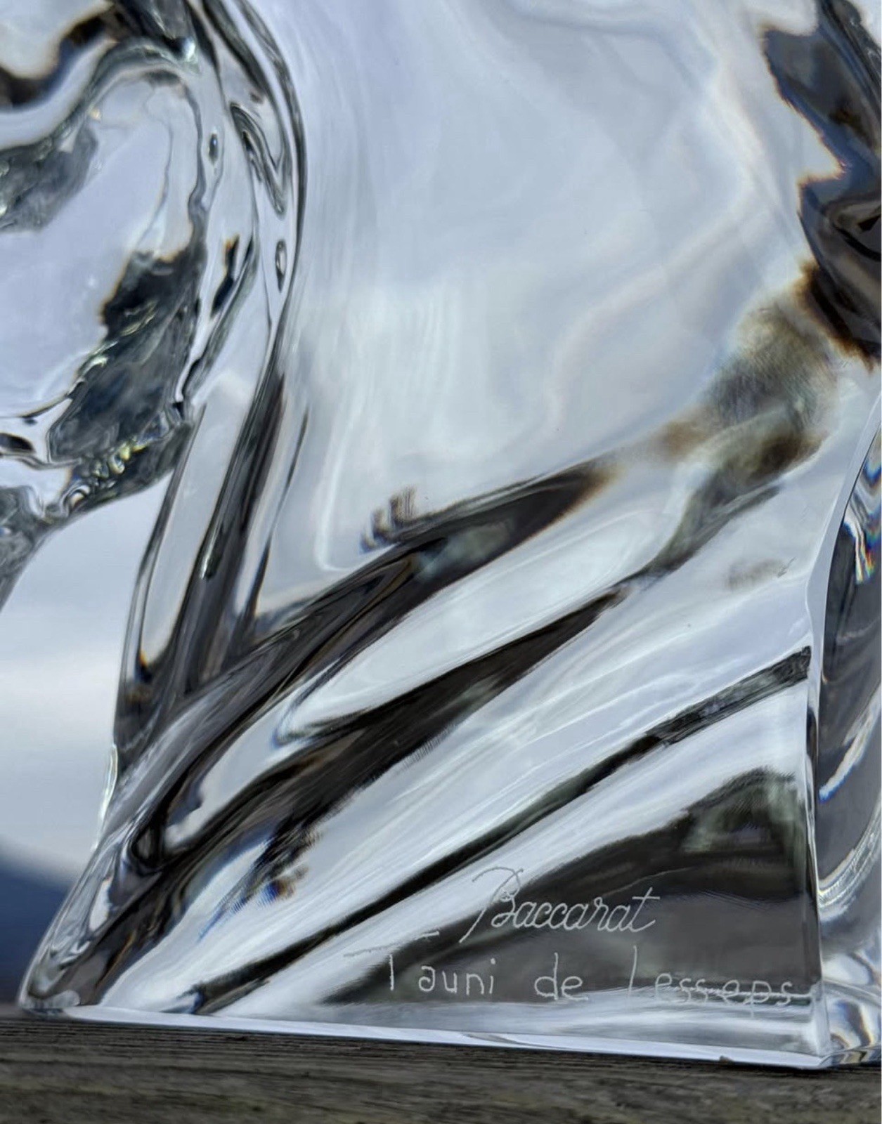 Baccarat Crystal Horse Head Sculpture Signed Tauni de Lesseps 6.5” France