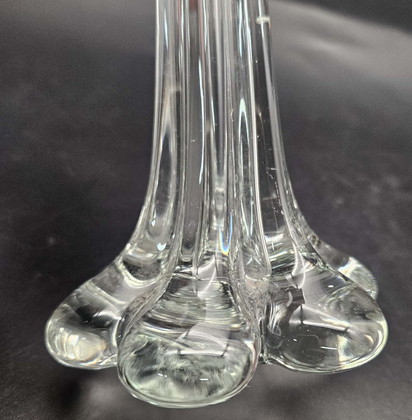 Vintage Stretch Eiffel Tower Wedding Decor Clear Glass Vase 11.5 inches Tall