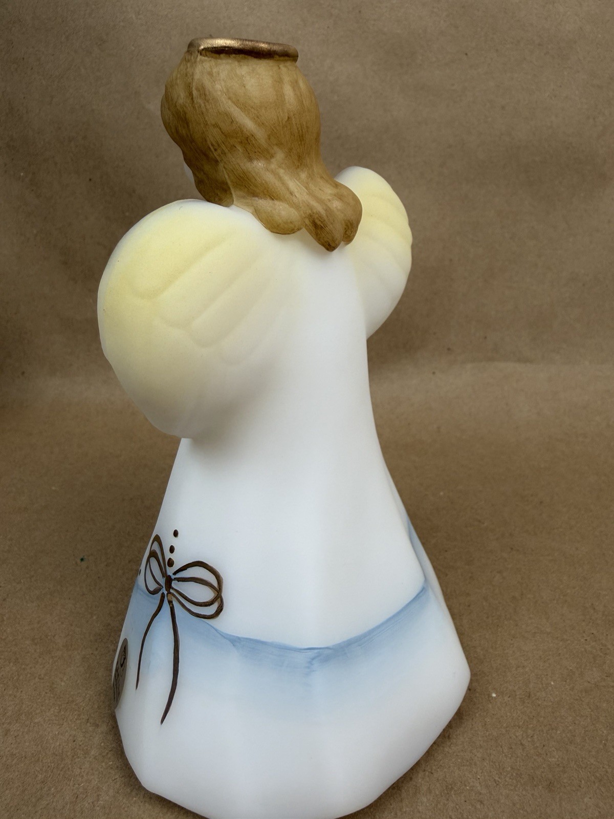 Vintage Fenton Glass Angel 6.5” Hand Painted Floral Signed Numbered