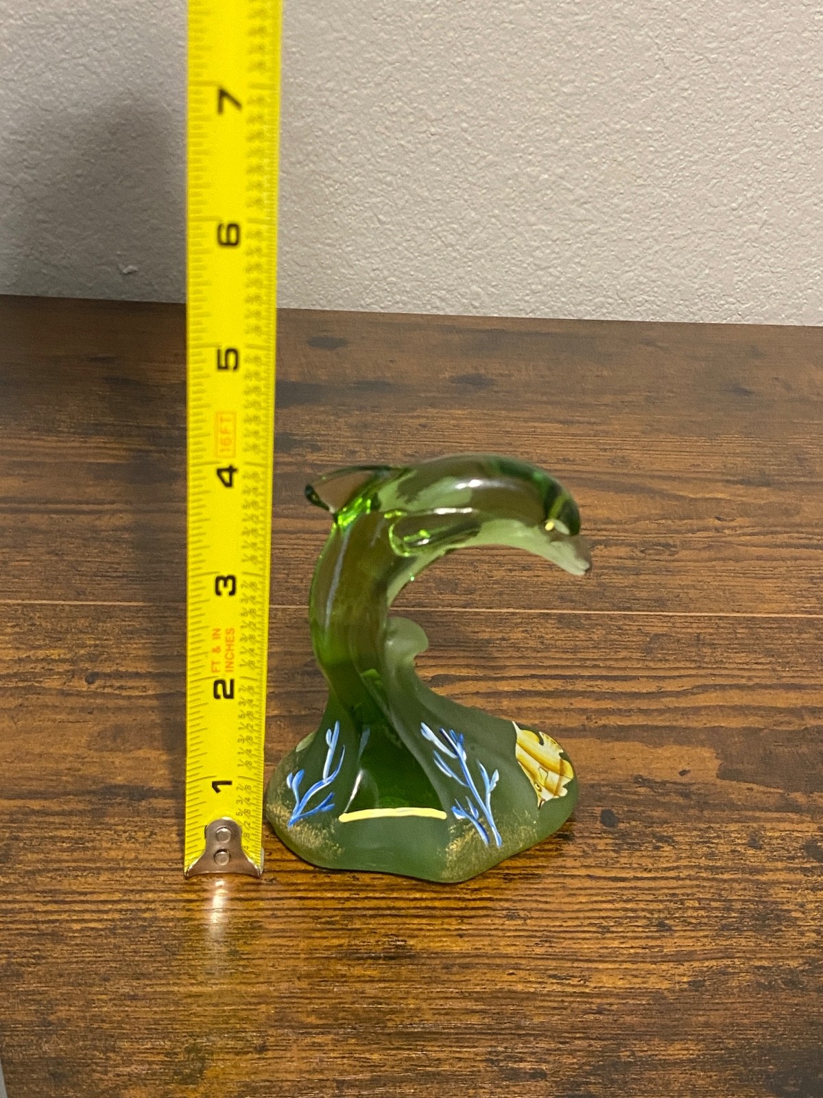 LIMITED EDITION FENTON Green Dolphin On Wave Figurine SIGNED #262/2500 3.75″H
