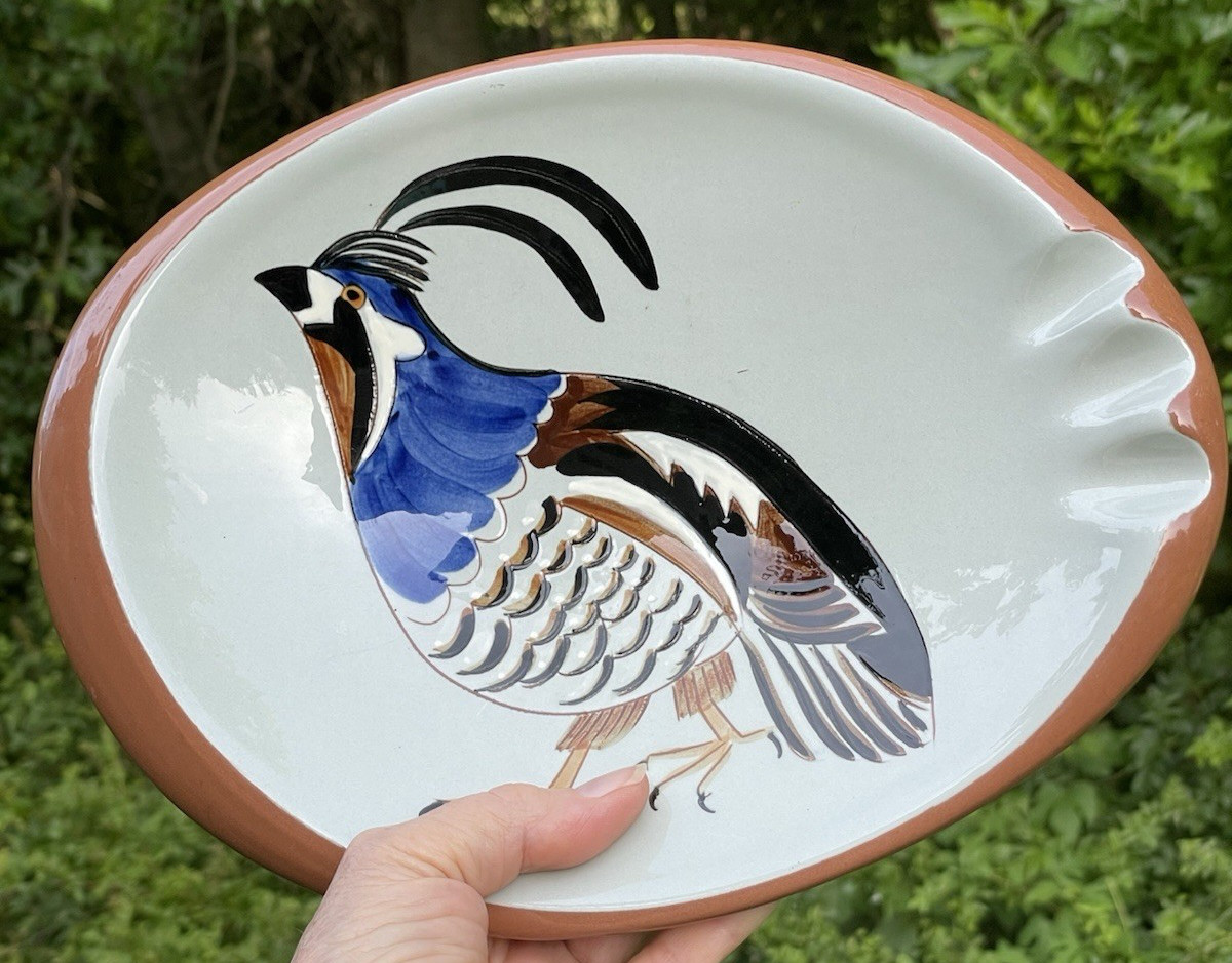 MCM Stangl Sportsman Series Quail oval ashtray #3926A 10 3/4″ length Vtg READ