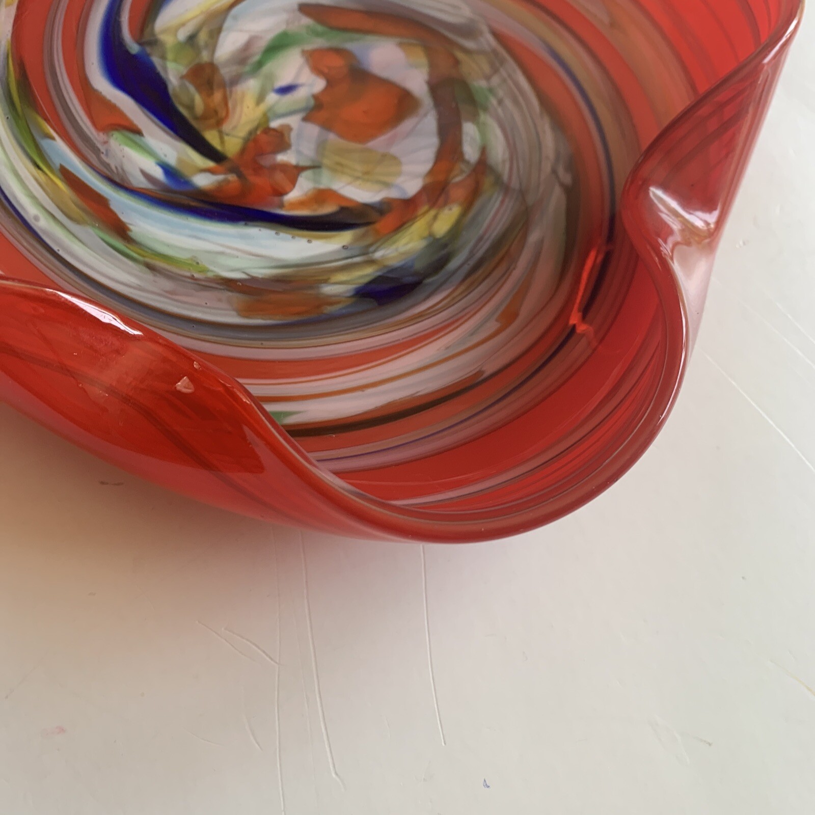 Art glass ashtray trinket dish. 6.75” x 1.5”.