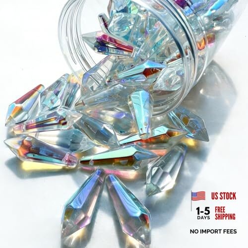 50pcs Sun Catcher Crystals, 38mm Icicle Prisms for Chandelier Lamp Candle