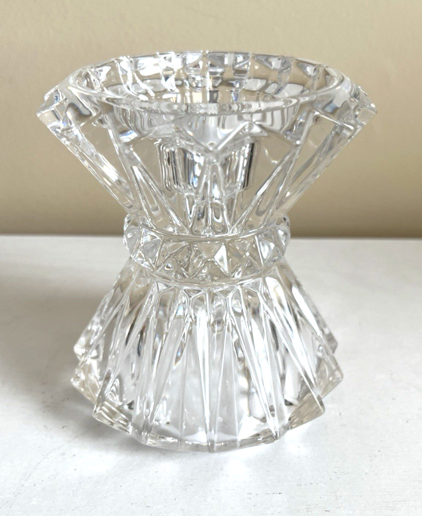 Mikasa Rainier Lead Crystal Candle Holder Tall Pillar Taper Heavy Glass