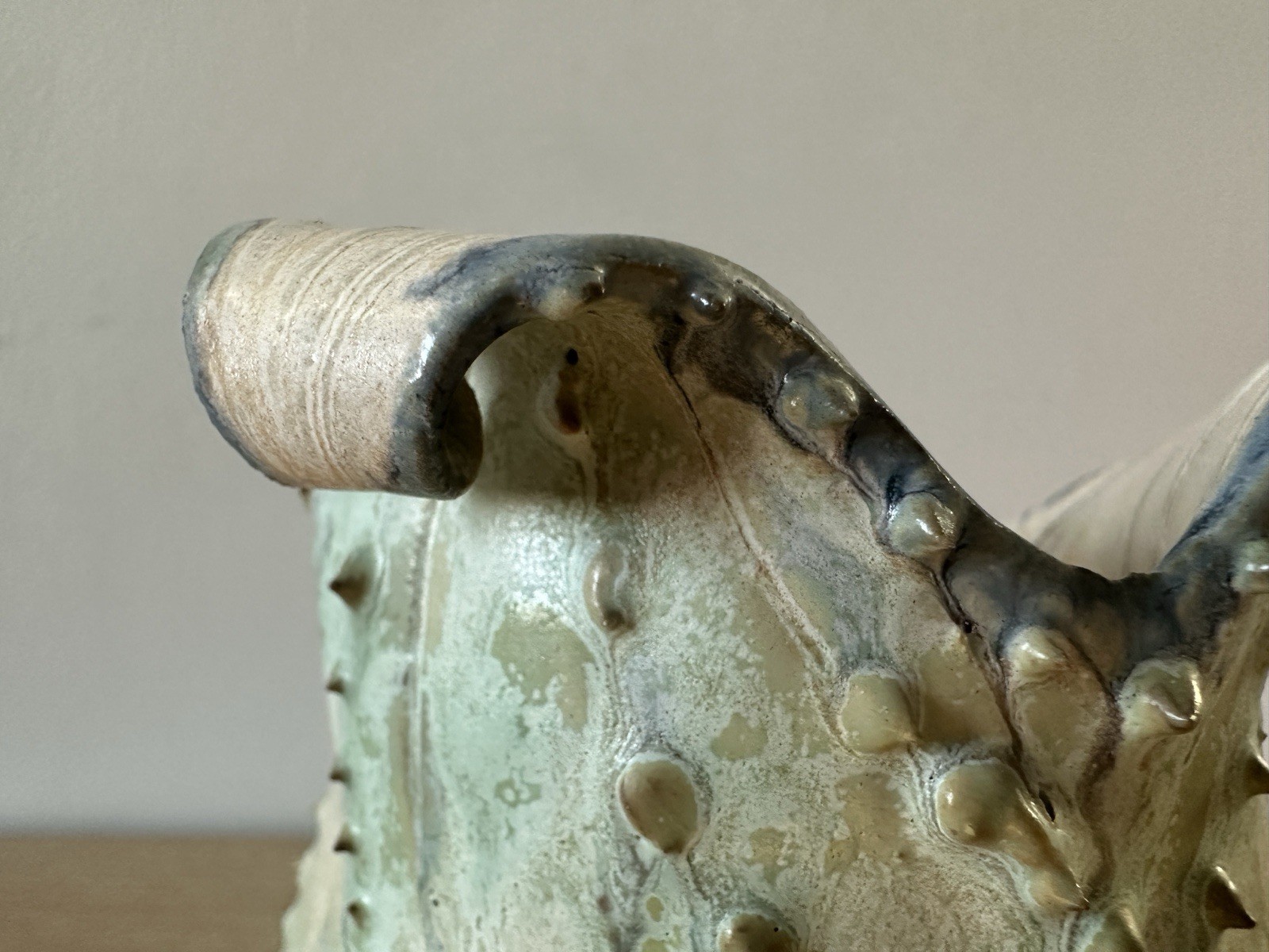 Vintage Studio Art Pottery•Sculptural Vessel•Organic Form•Wavy Rim•Textured