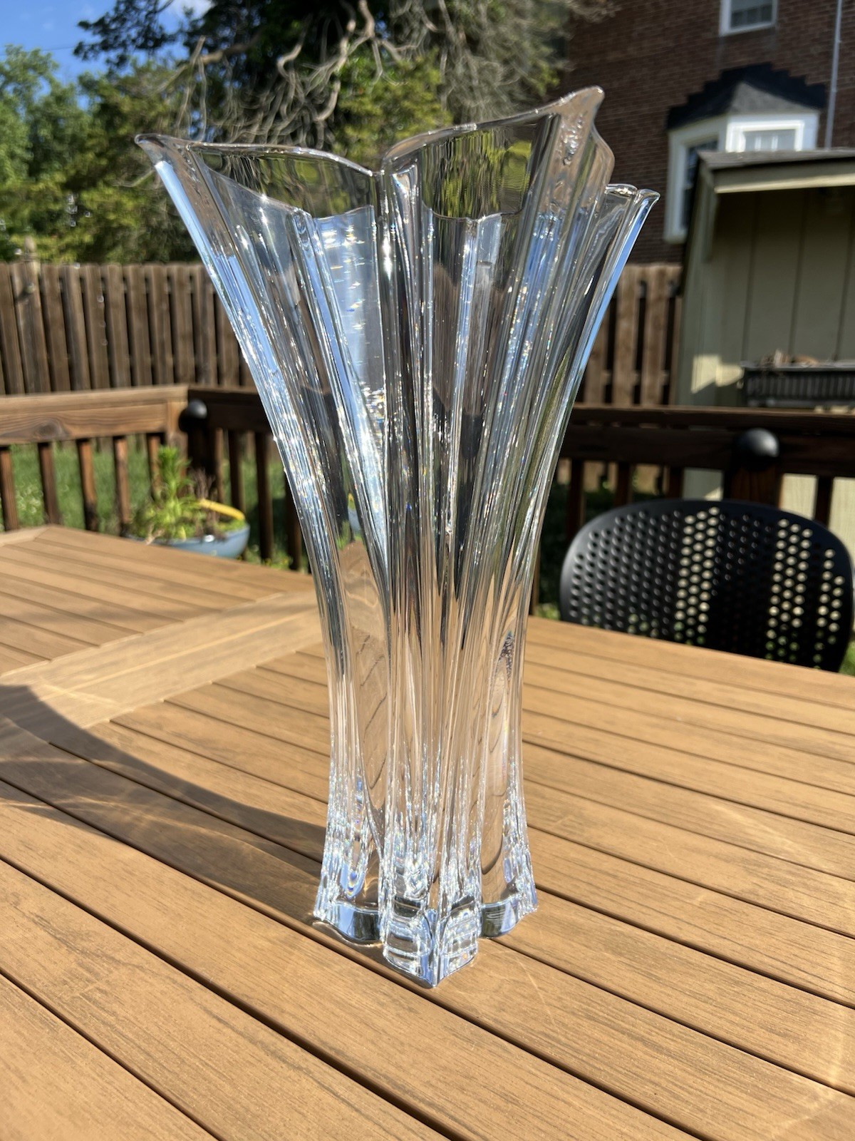 Mikasa Florale Clear Crystal Flower Vase 14 Inch Excellent