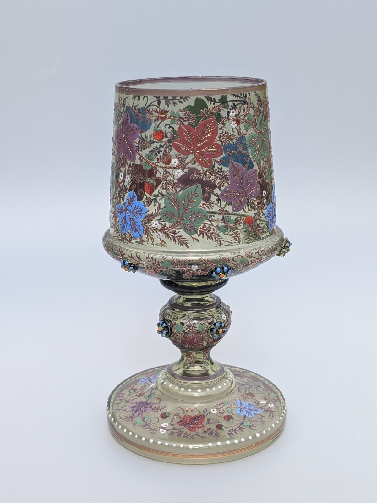 Antique 19th Century Moser Enamelled Glass Goblet Roemer Czech Bohemian