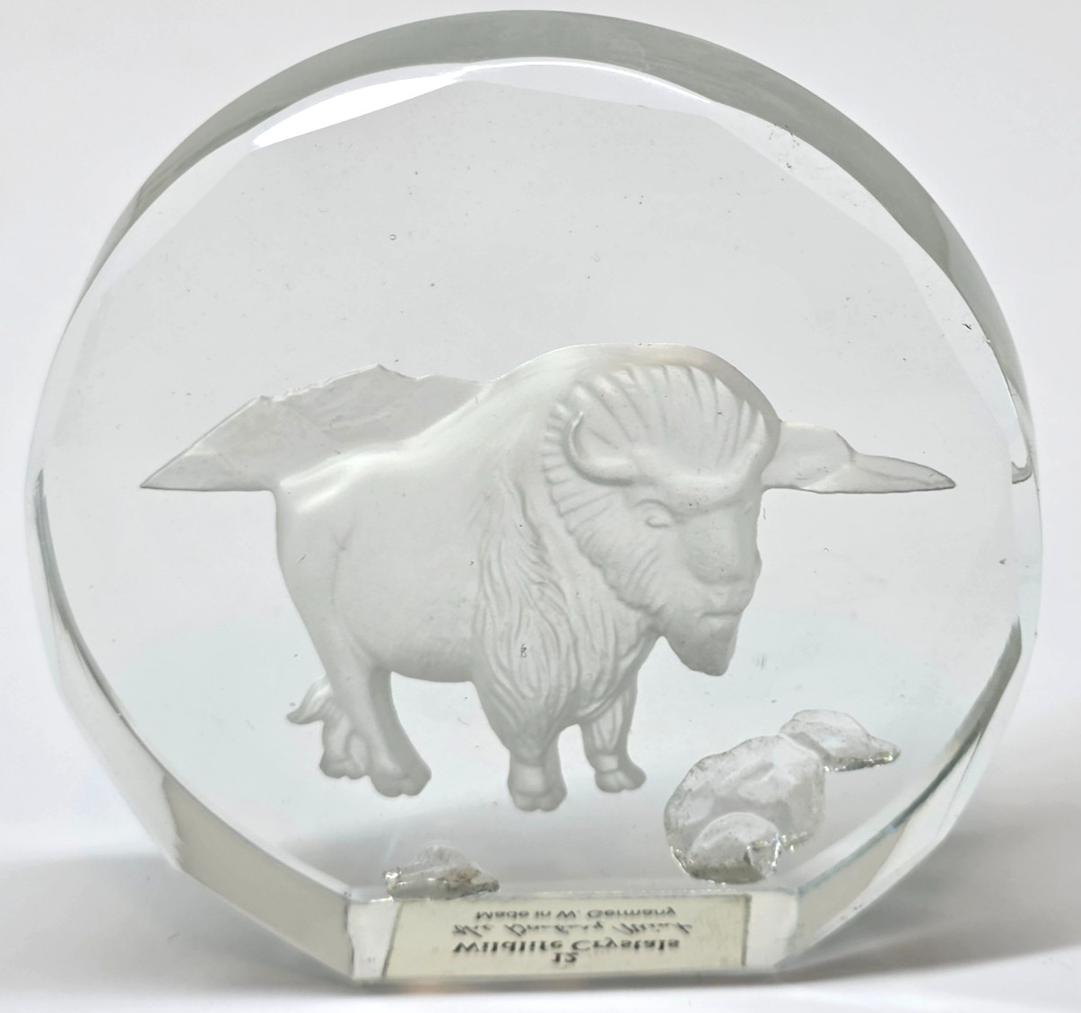 Danbury Mint Wildlife Crystal Paperweight Buffalo Bison Animal