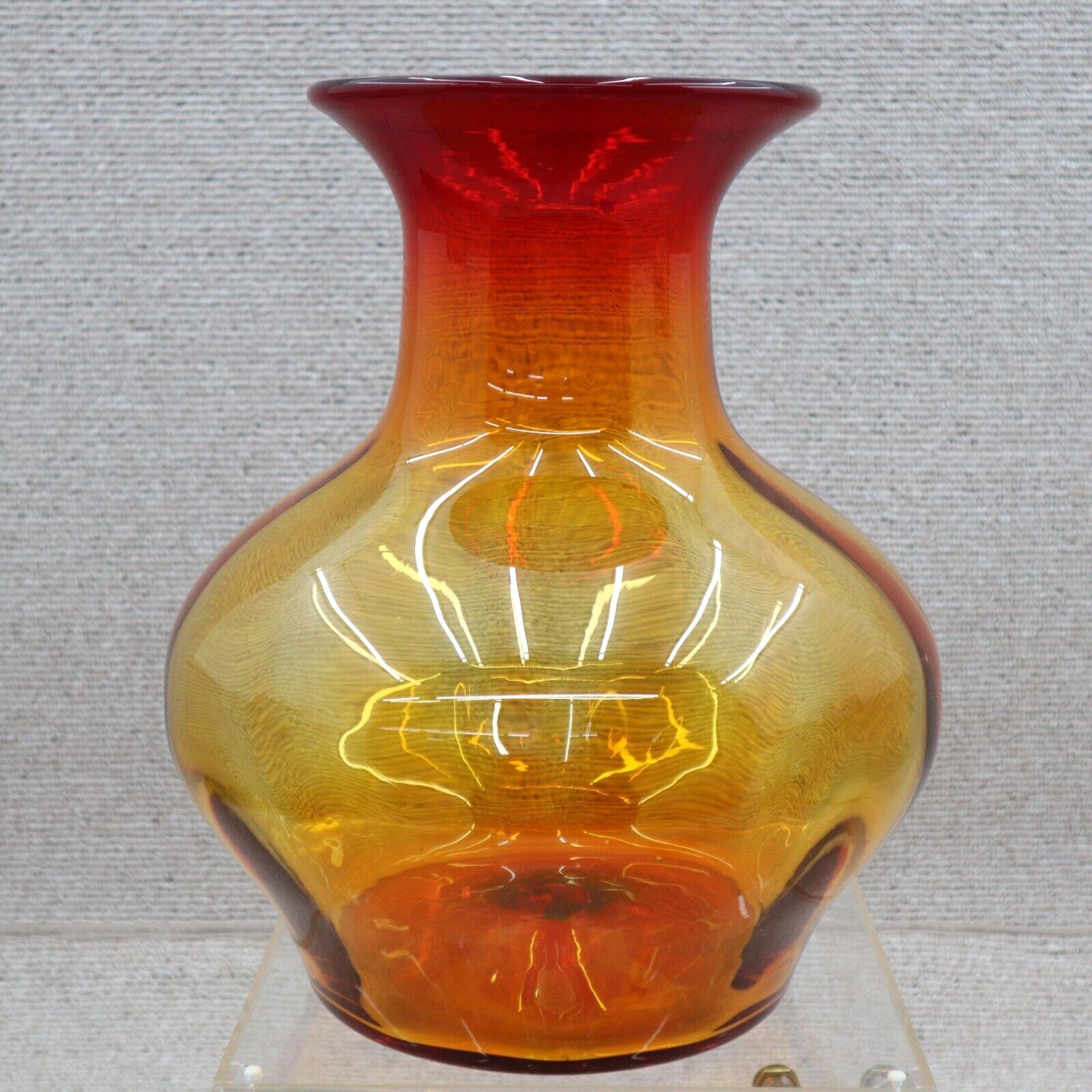 Blenko Large Vintage Piece 13 1/2 Inches Tall 12 Wide Tangerine Colored 6952