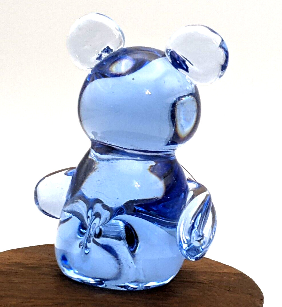 Blue Glass Koala Bear Figurine US Commemorative Fine Art Gallery Labeled
