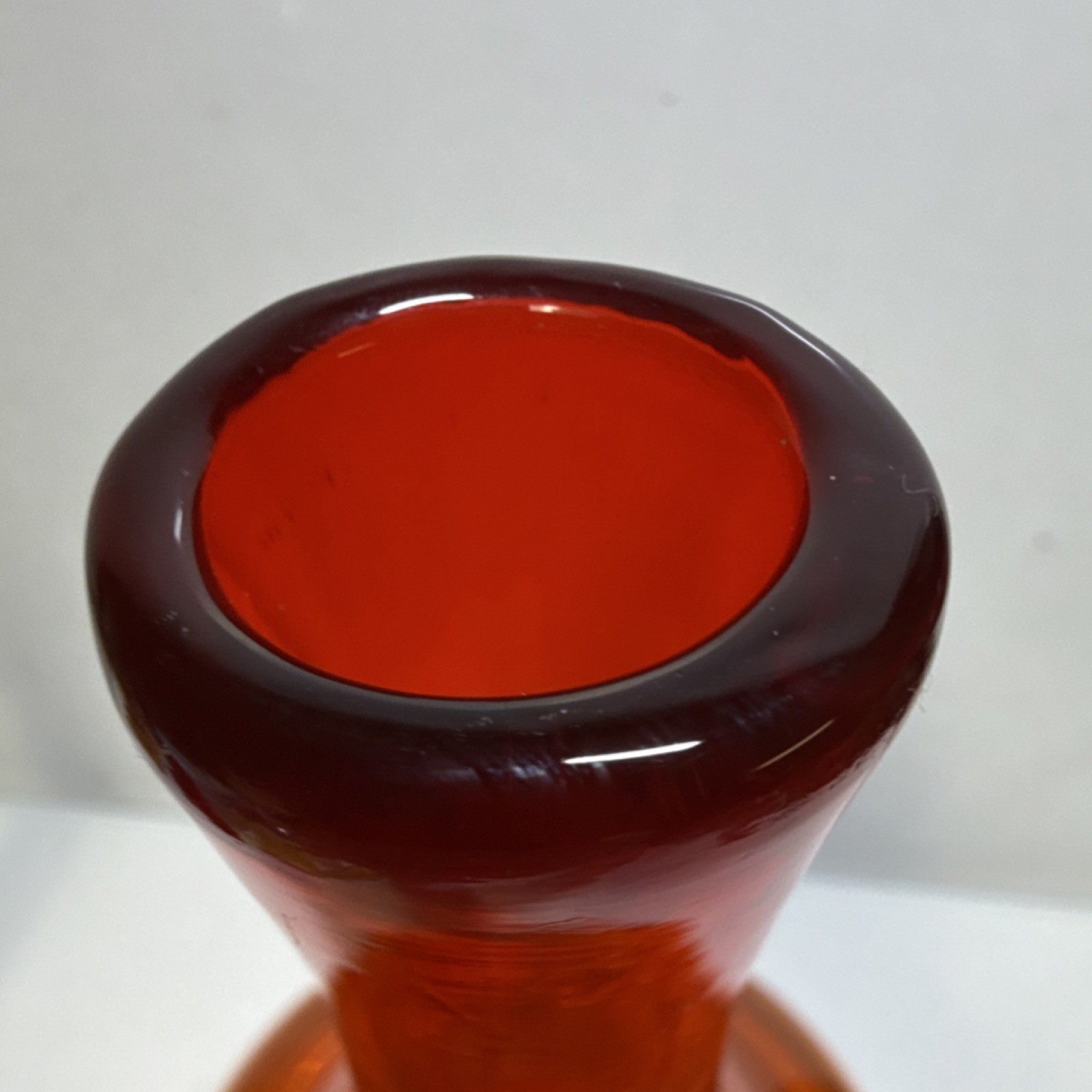 MCM Blenko Amberina/Tangerine Decorative Art Glass Bottle w/ Original Stopper