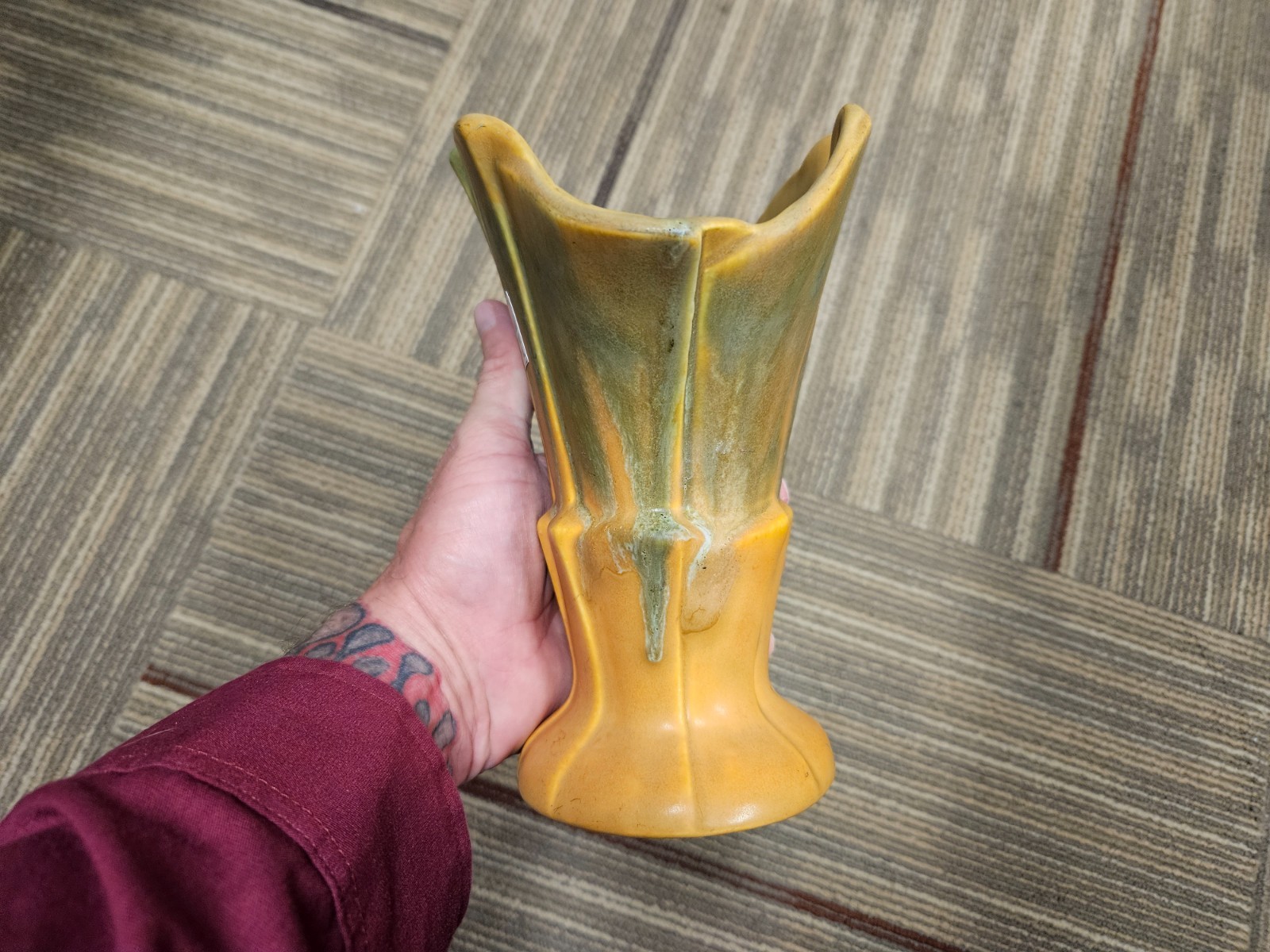 Spicy 13,000 CPM, Vintage Uranium Glazed Fan Vase, Comes with Radioactive Decals