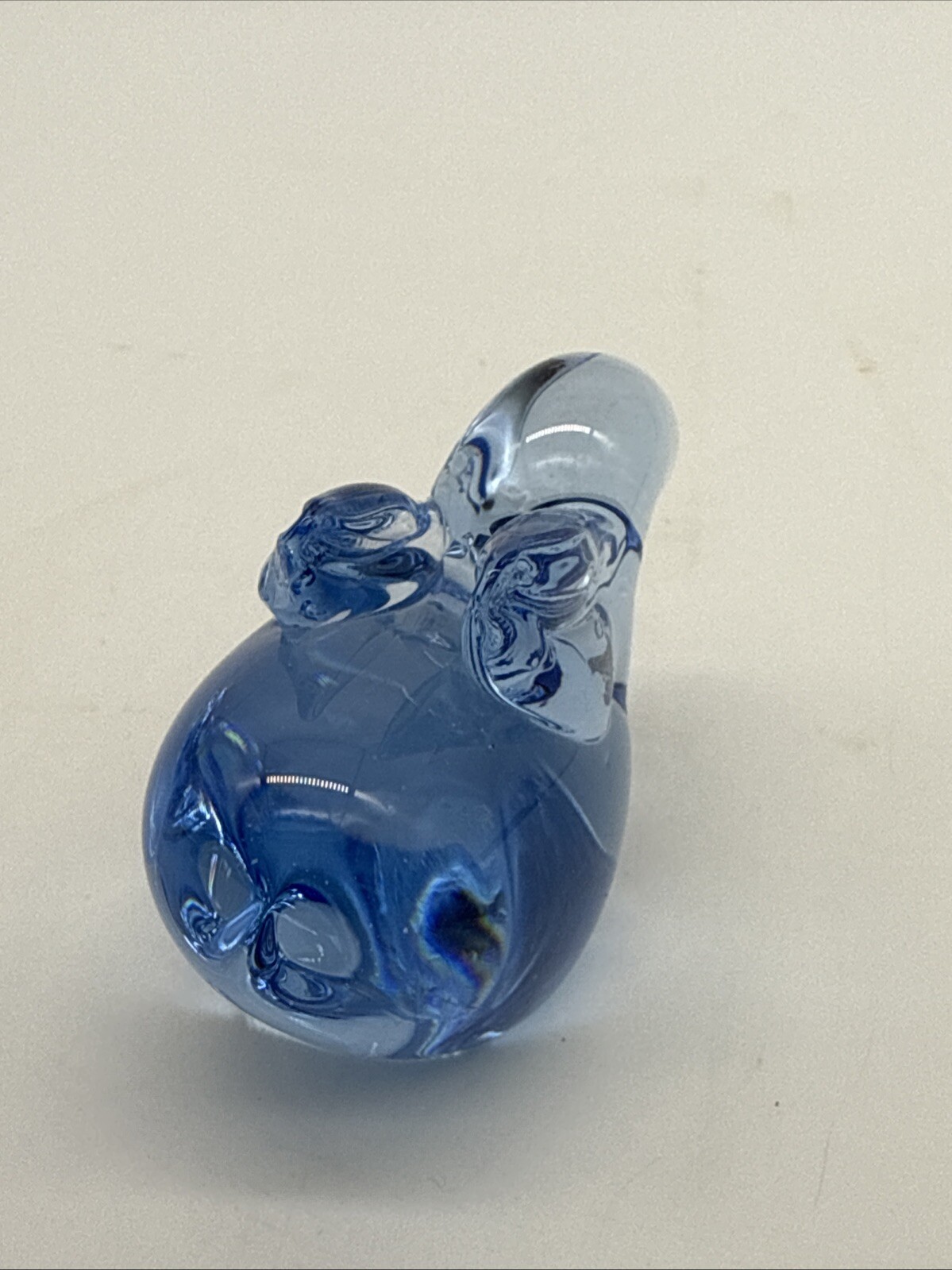 US Commemorative Fine Art Gallery COBALT BLUE Glass BUNNY 3” Paper Weight