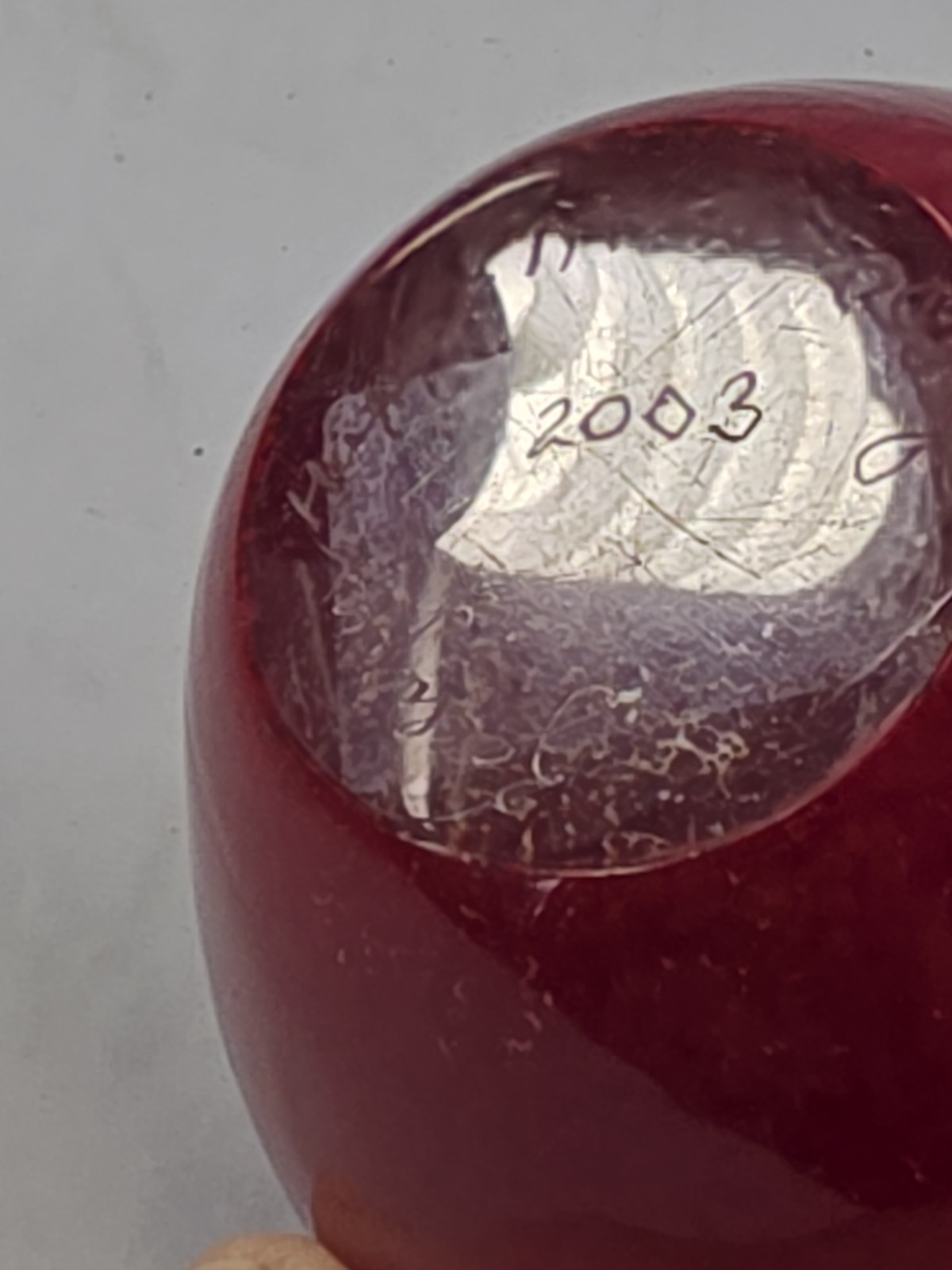 Vtg Zellique Studios Art Glass Red Apple Paperweight 2003 Signed Hand Blown 119