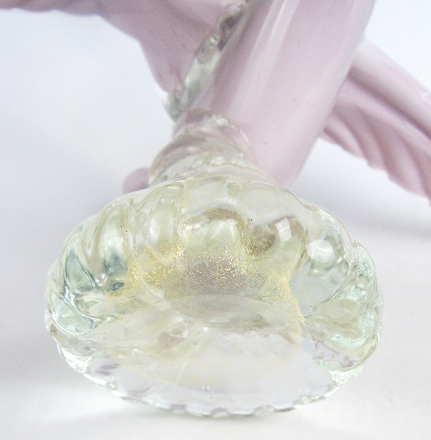 Vintage Large Pink Murano Glass Soaring Flying Bird Seagull Dove Figurine