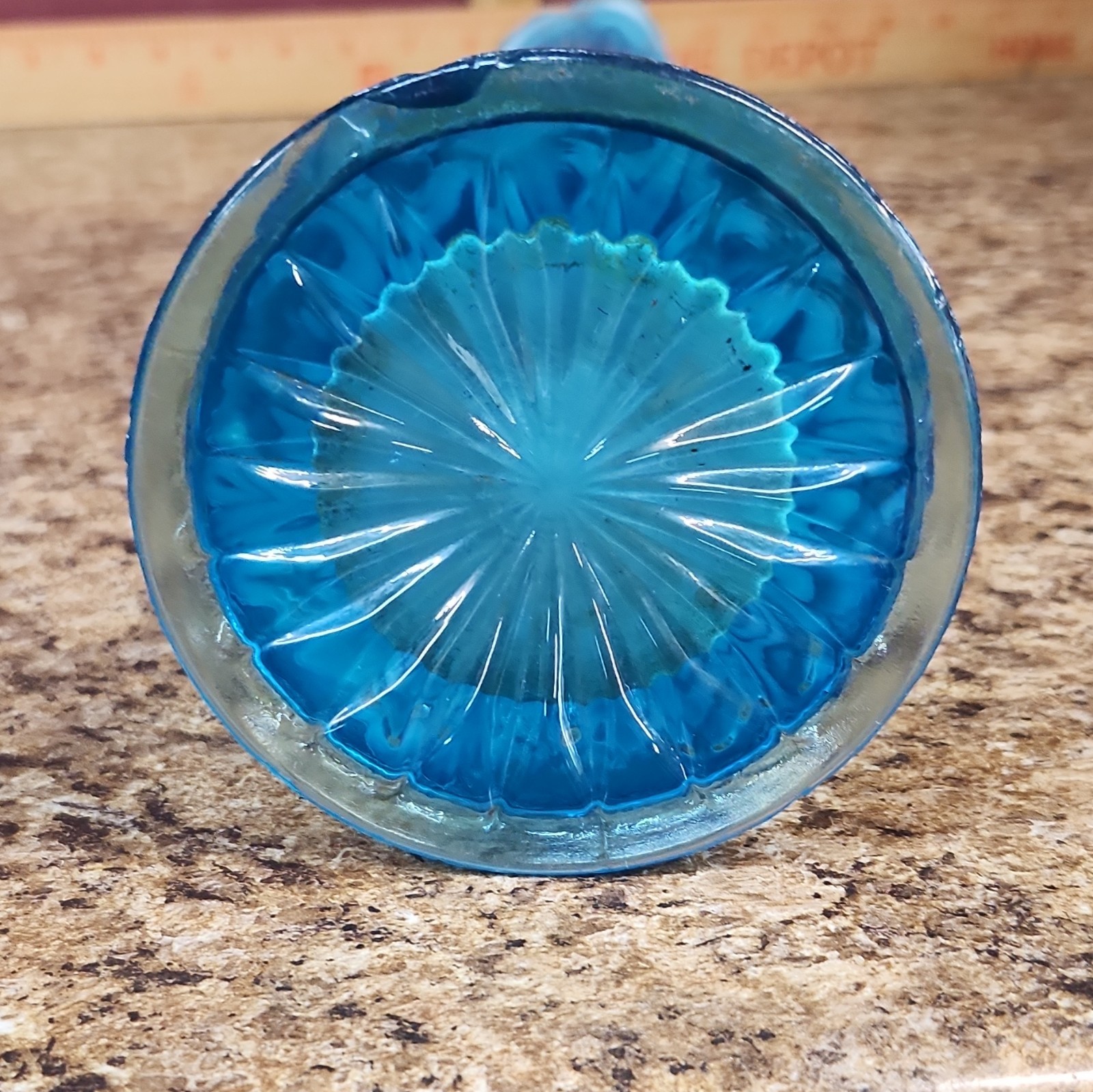 Fenton Art Glass Ruffled Blue & White Glossy Stretch Swung Vase, 15 In