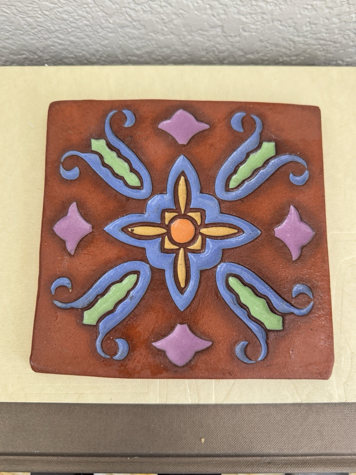 Catalina Art Pottery Decorative Ceramic Floral Square Tile 6×6