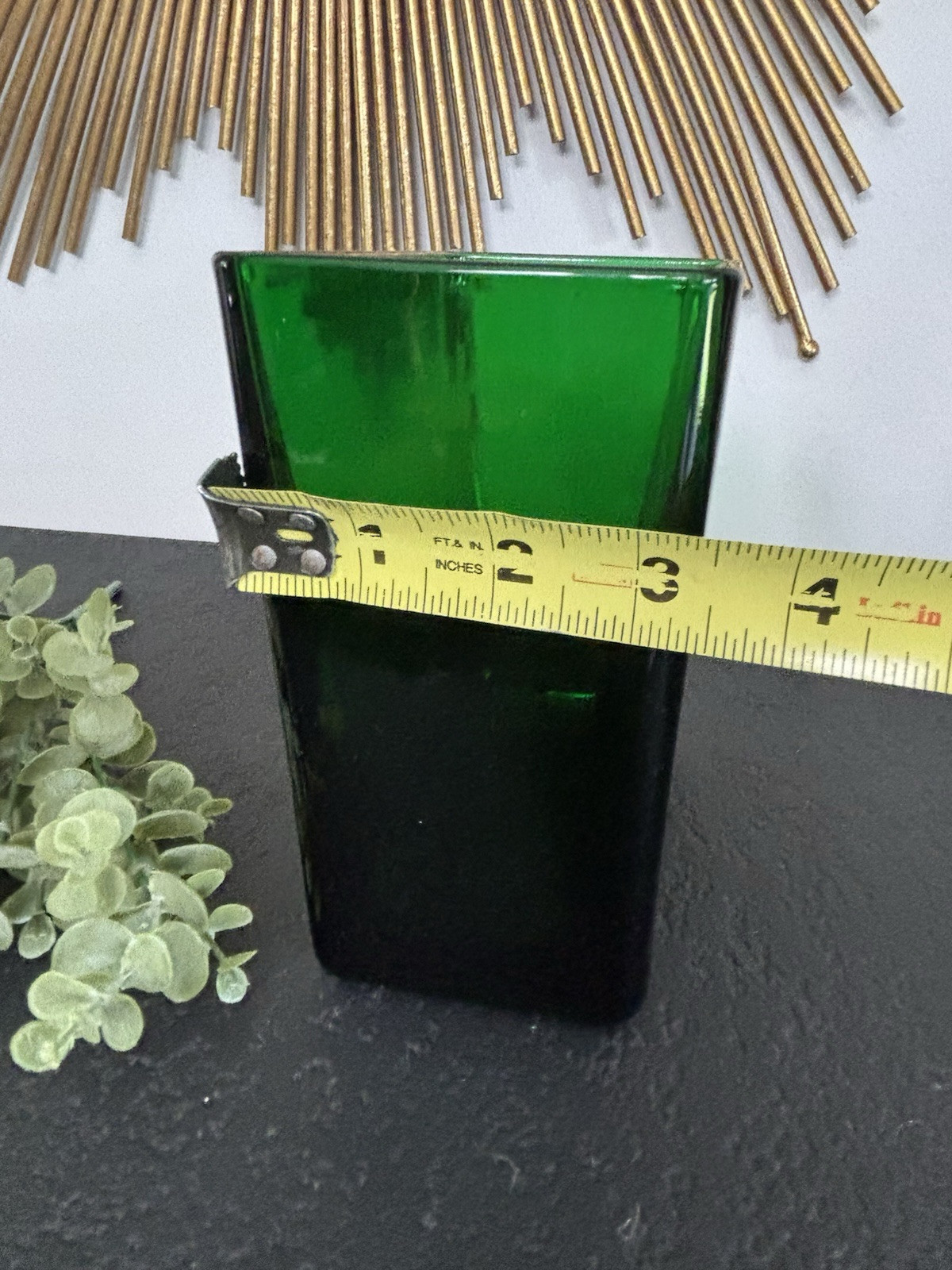 Emerald Green Napco Mid Century Modern Art Glass Vase 6 1/2 Inches Tall