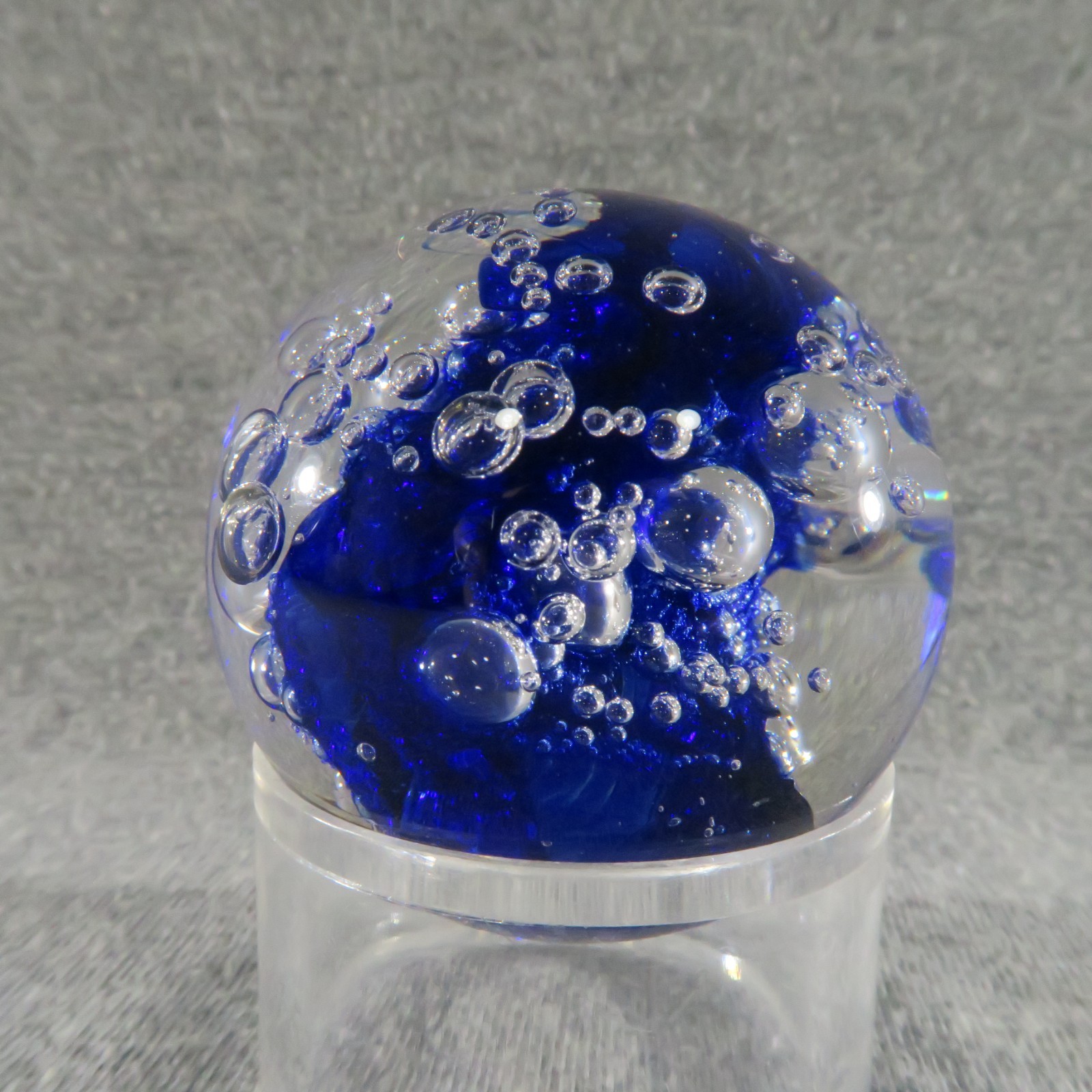 California Glass Studio Marble Orb Cobalt Blue Controlled Bubble Ocean Tide 1996