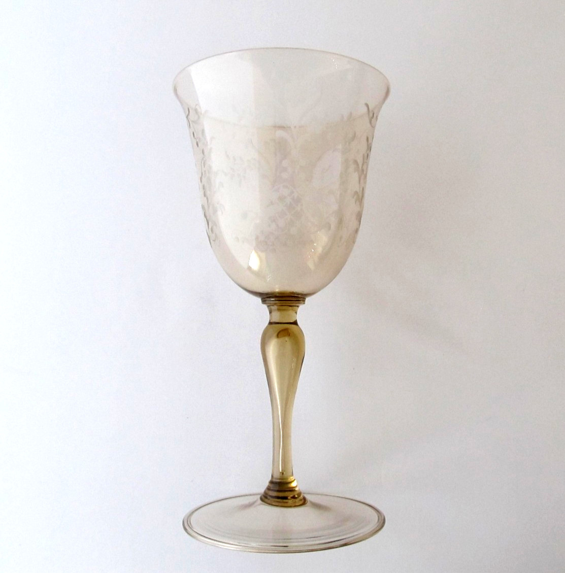 Vtg. Venetian Murano Glass GOBLET Handblown E. Barovier Victorian Scene