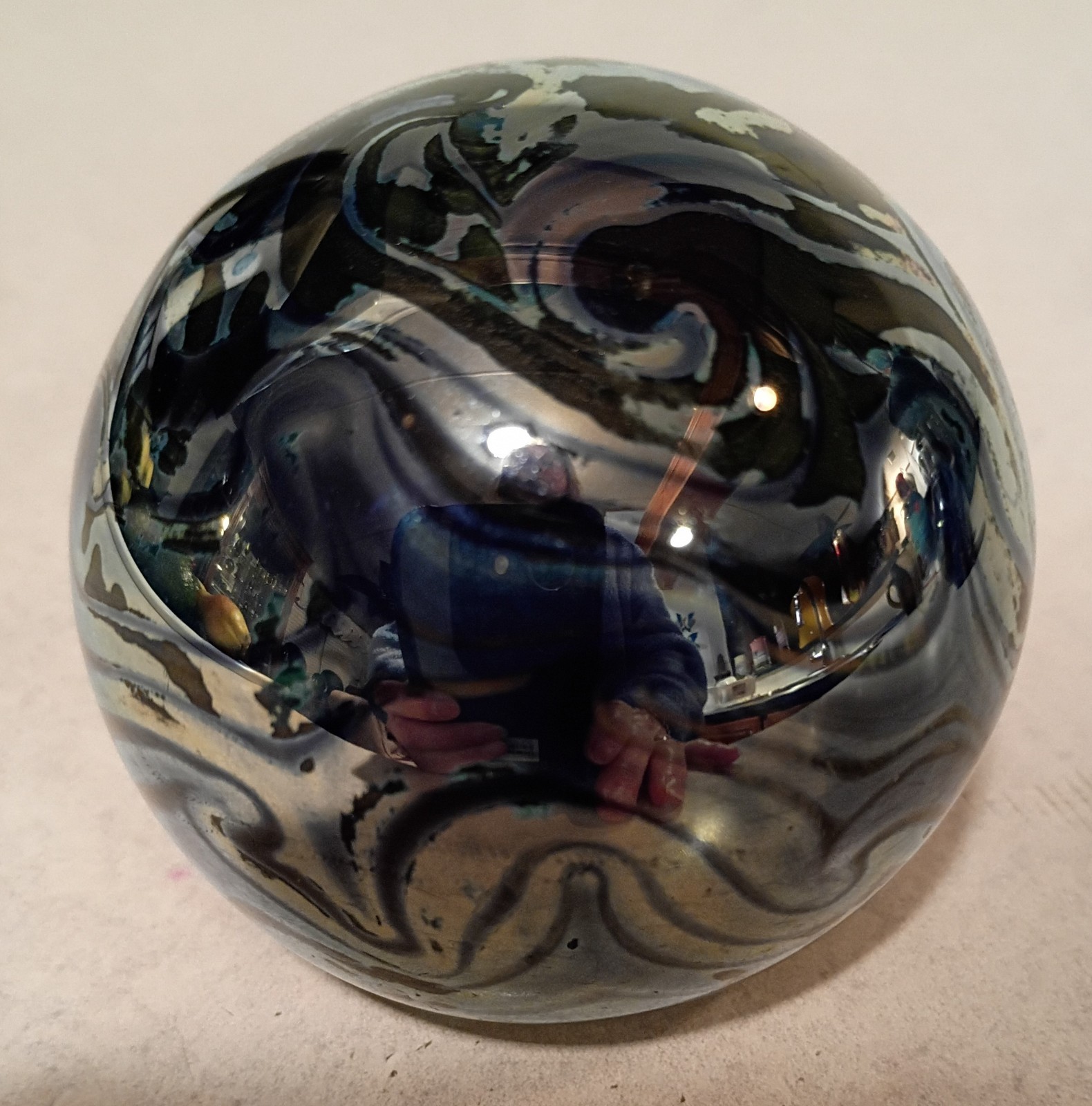 Rare 1980 Unique Early Robert Eickholt Silver Added Art Glass Paperweight