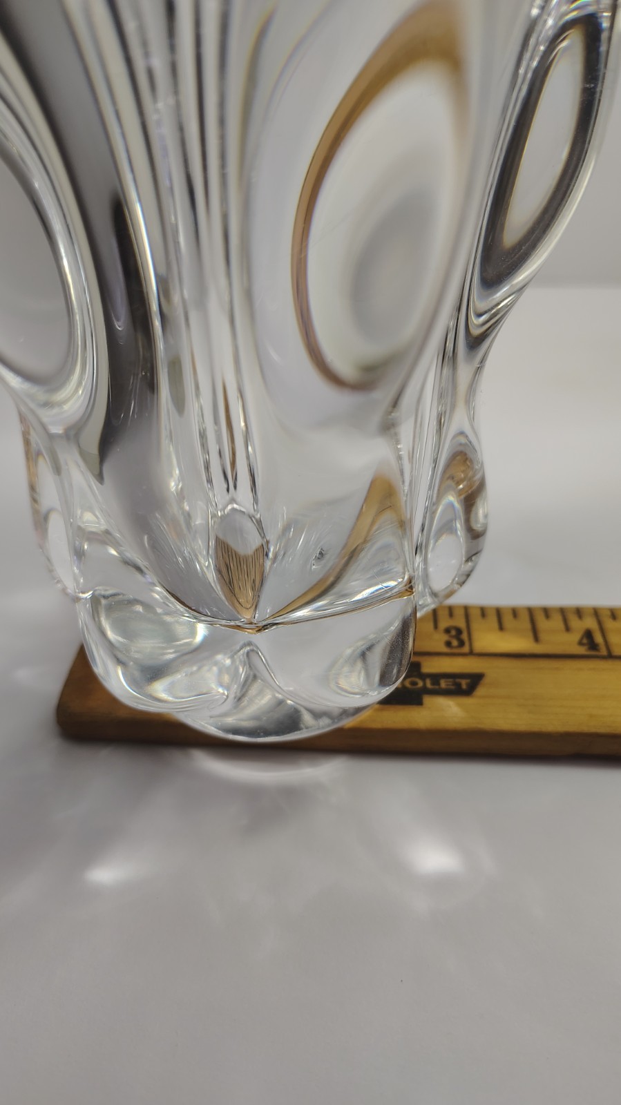 Vintage Art Vannes Le Chatel French Crystal Splash Vase MCM France Heavy