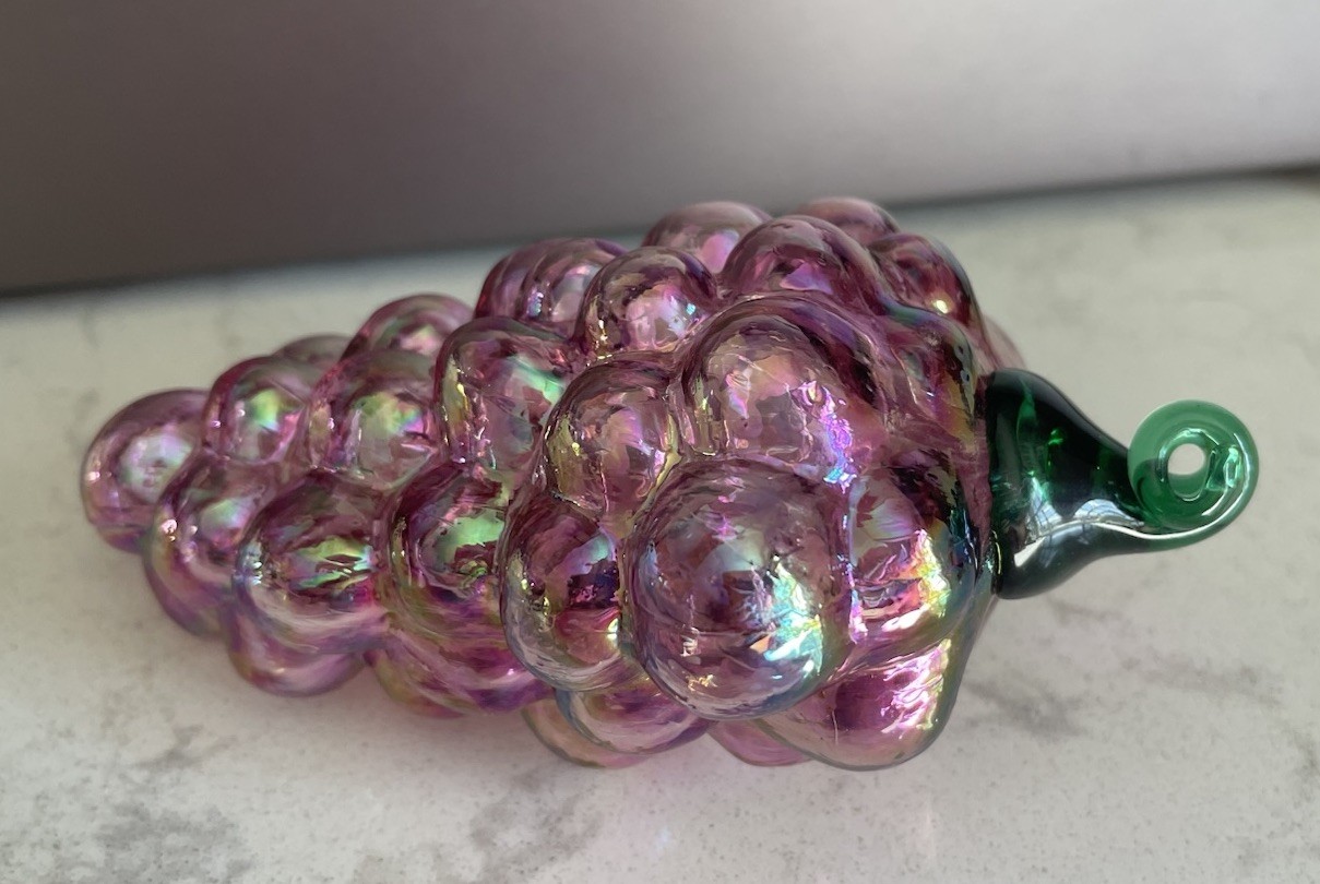 Glass Eye Studio Art Glass Iridescent Fruits Vtg Lot Of 3 USA