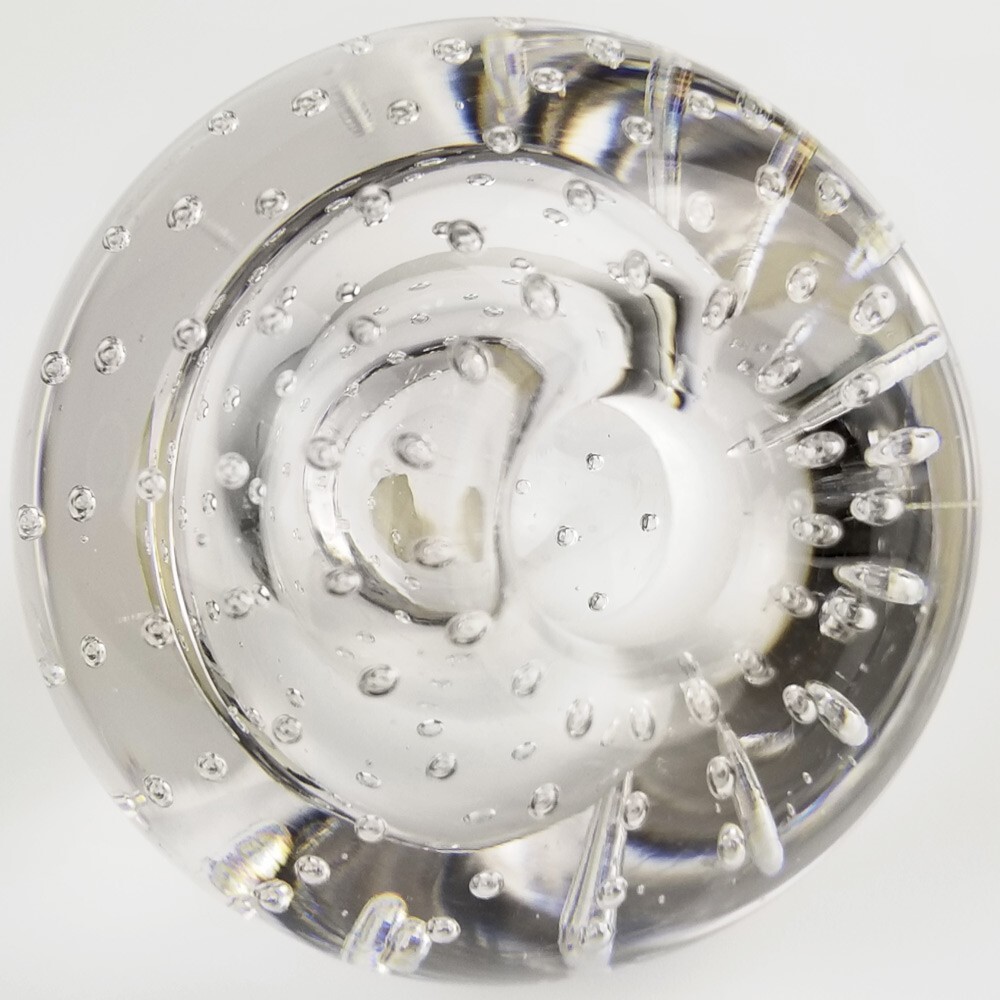 I.W. Rice Irice Apple Paperweight, Clear Art Glass, Bubbles, Pen Holder, Vintage