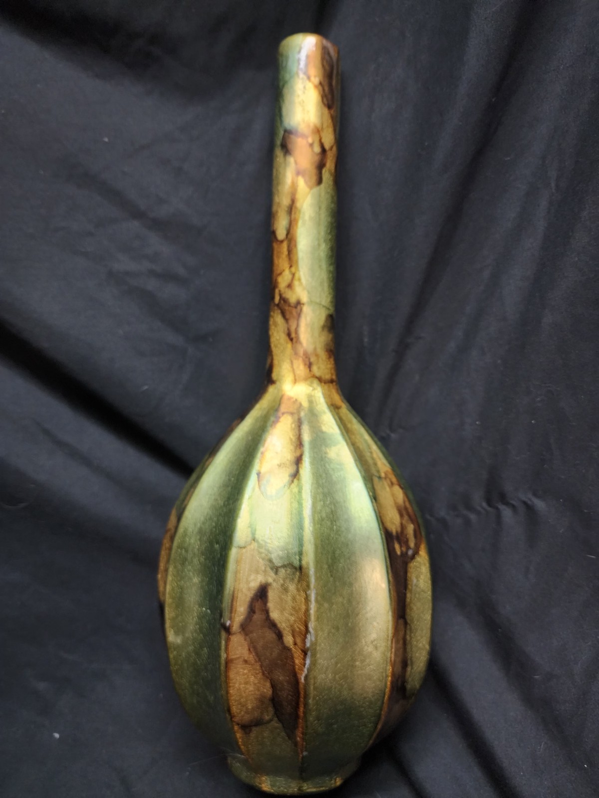 Vintage Colorful Abstract Paint Drip Art Pottery Vase 17.5”
